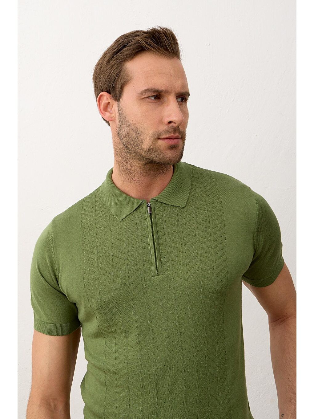 Danger Yeşil Erkek Slim-Fit Kalıp Polo Yaka Yazlık Triko Tişört - 4