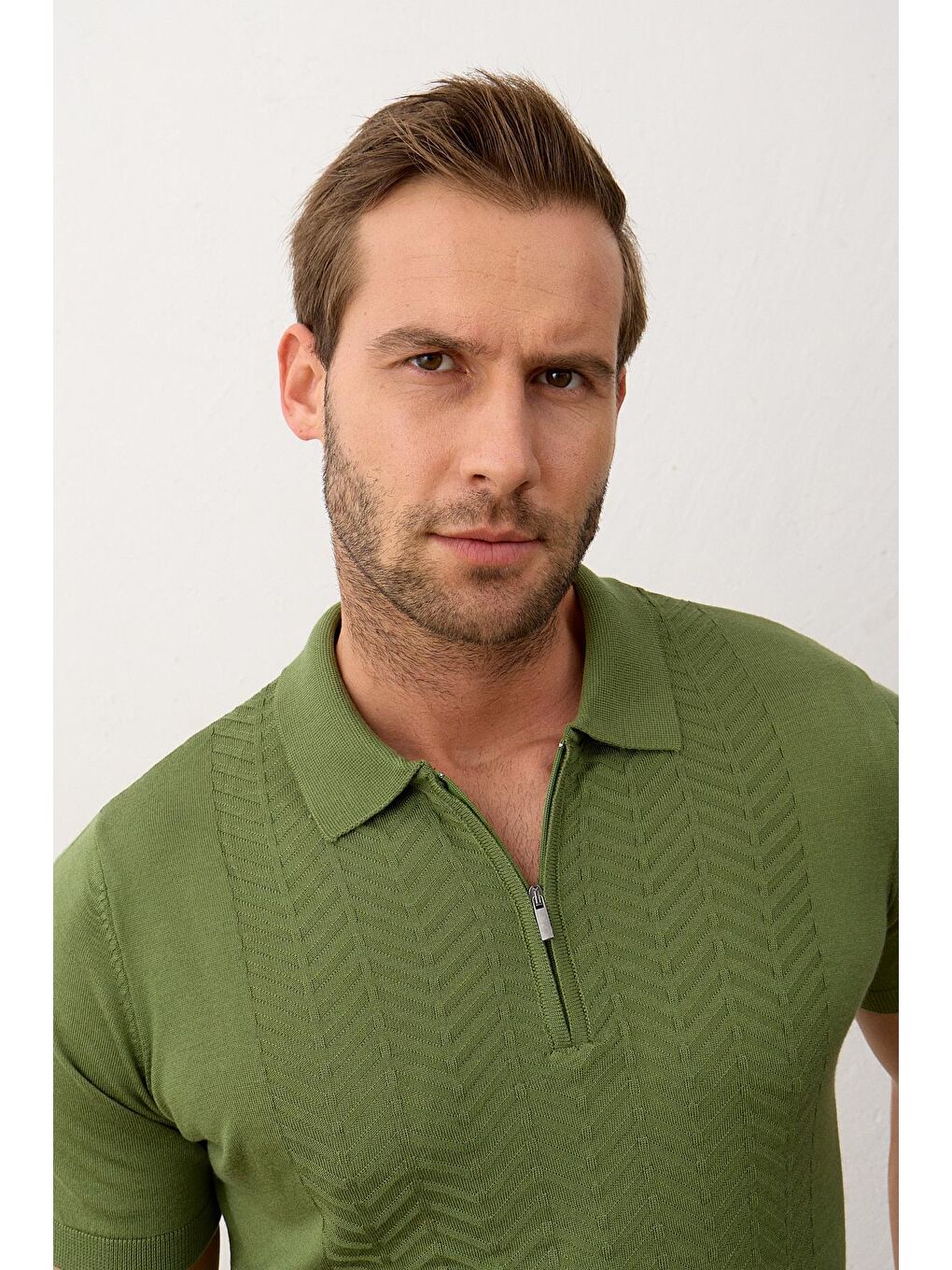 Danger Yeşil Erkek Slim-Fit Kalıp Polo Yaka Yazlık Triko Tişört - 5