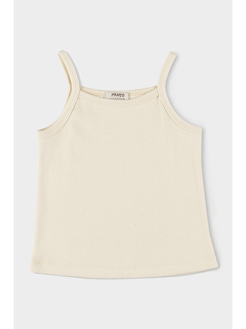 Kız Çocuk Fitilli Dokulu Askılı Bej Atlet