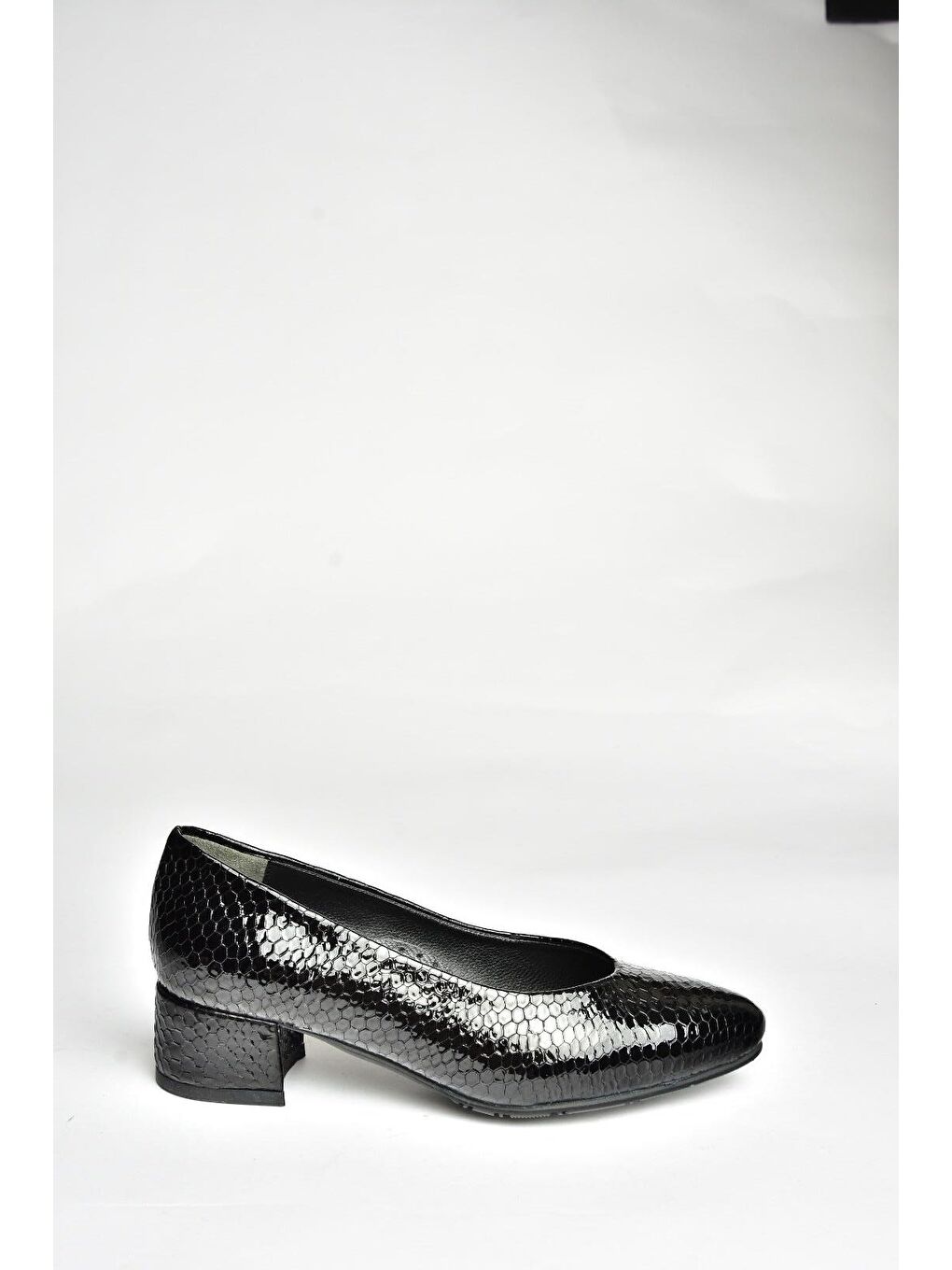 U6670127 Siyah Baskı Kadın Topuklu Ayakkabı