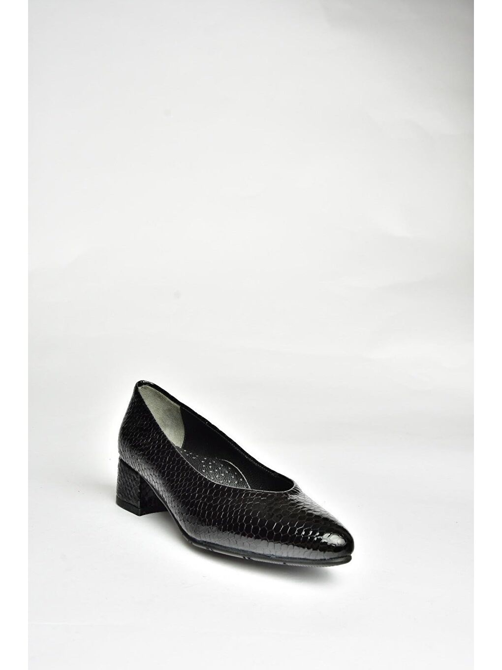 U6670127 Siyah Baskı Kadın Topuklu Ayakkabı-1