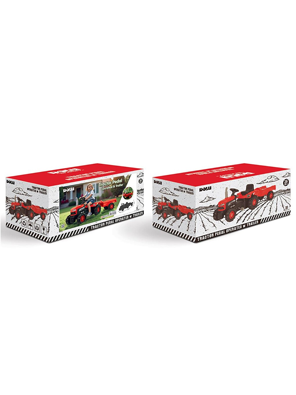 Oyuncak Romorklu Traktor Pedallı - Kırmızı-2