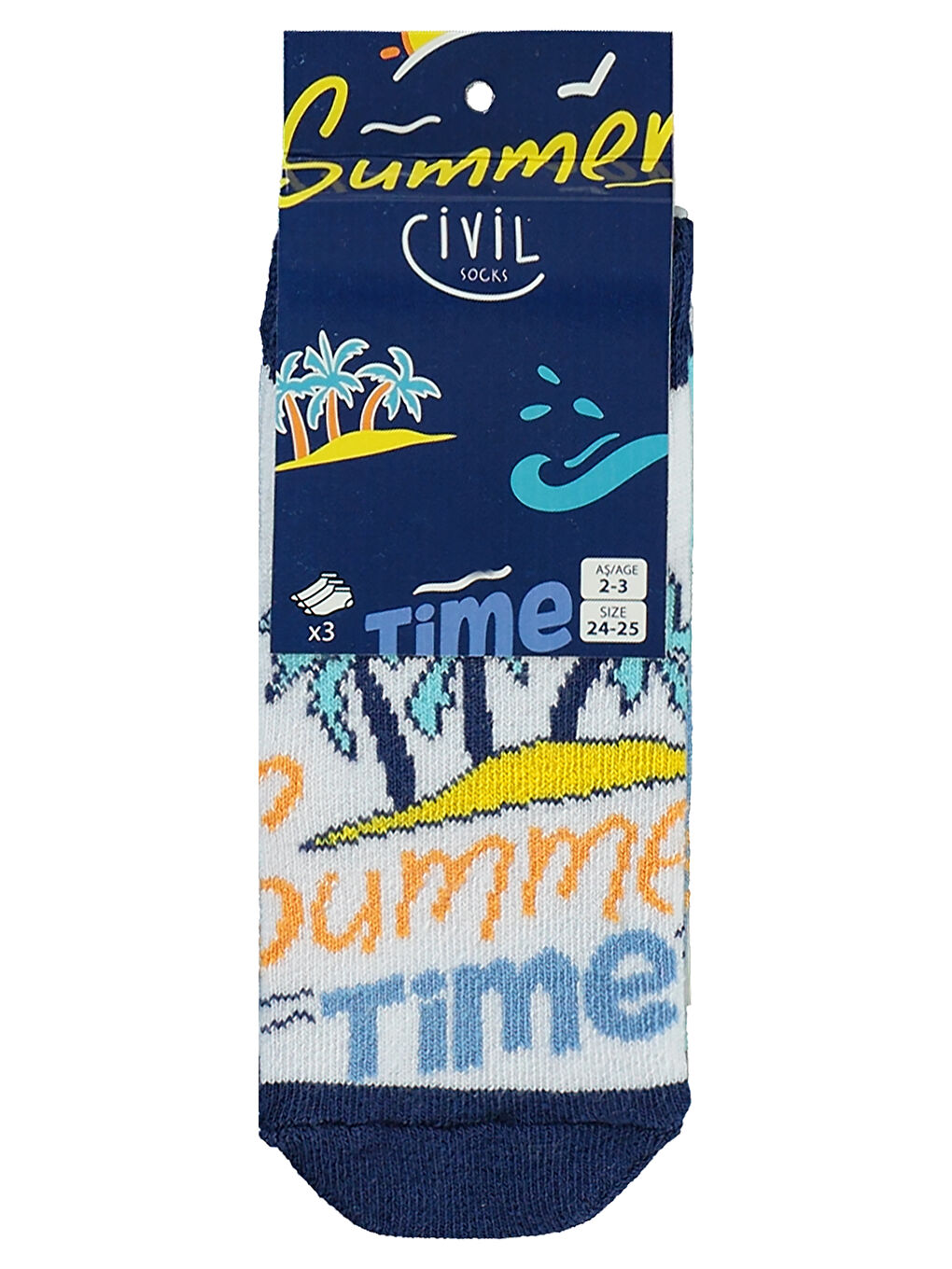 Socks Erkek Çocuk 3'lü Patik Çorap 2-12 Yaş Mavi-1