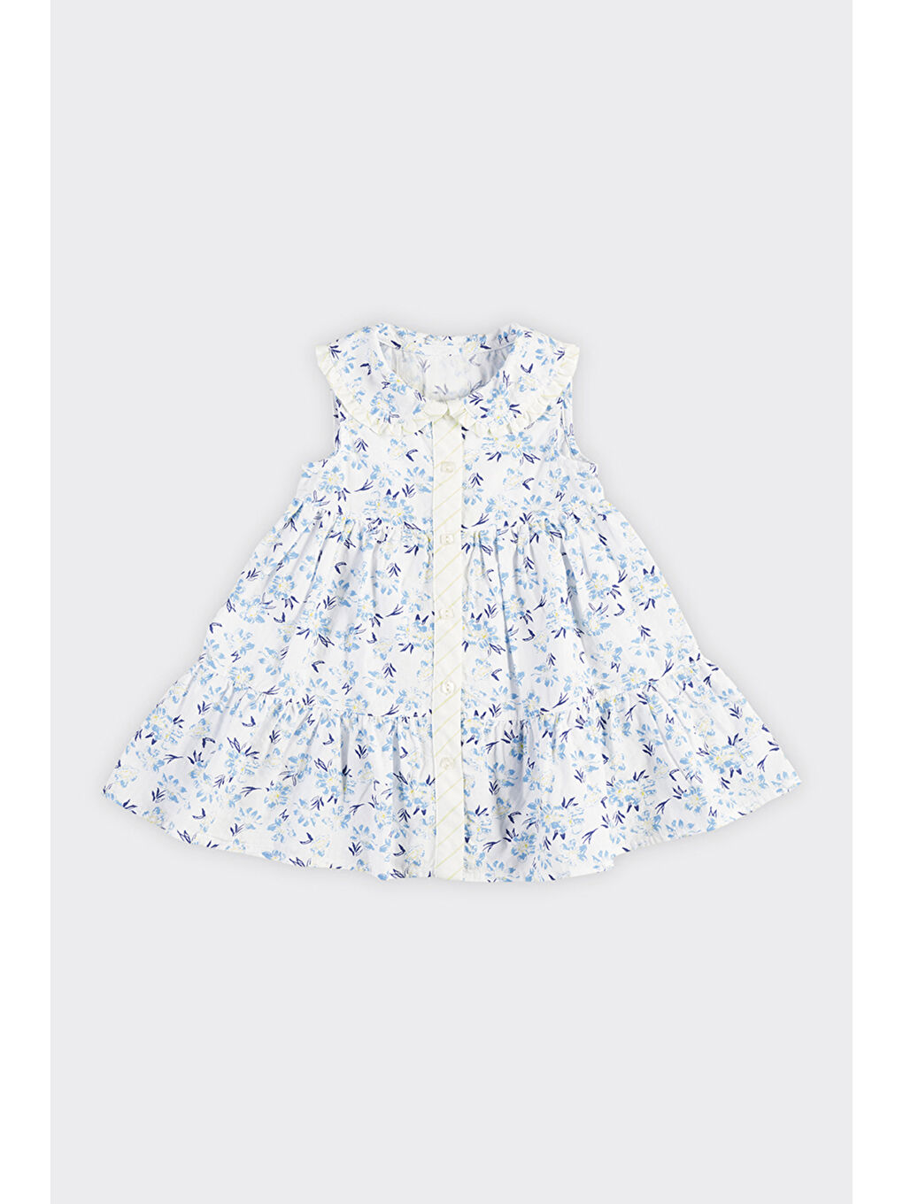 Mavi Kız Bebek Çiçek Desenli Elbise