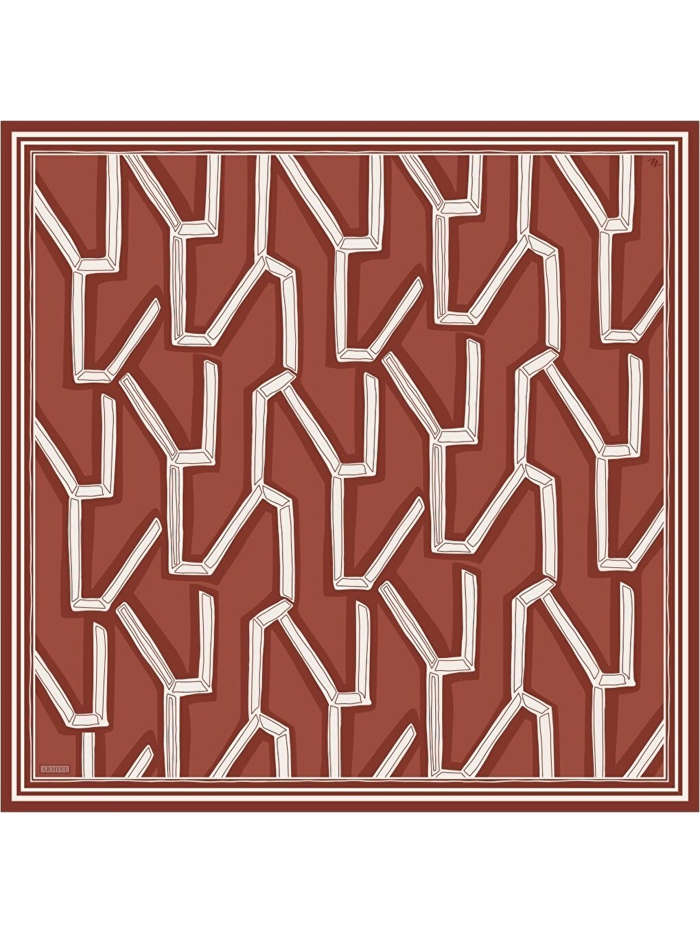 Kahverengi Saf İpek Twill Eşarp 9547D 04-4