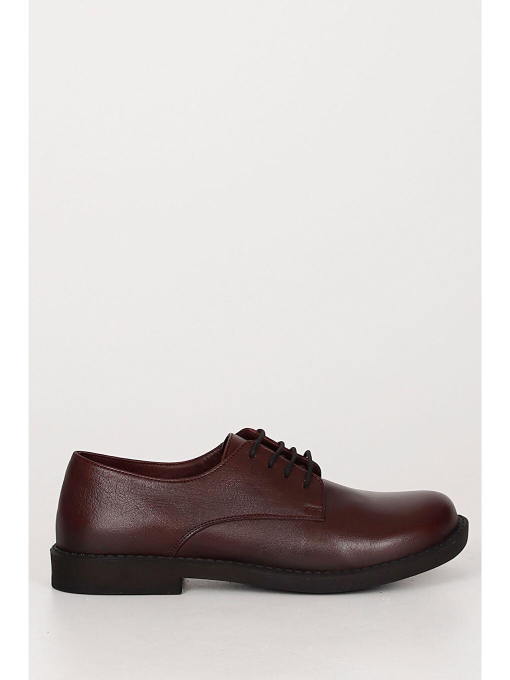 Bordo Hakiki Deri Yuvarlak Burun Bağcıklı Kadın Ayakkabı 24218-3