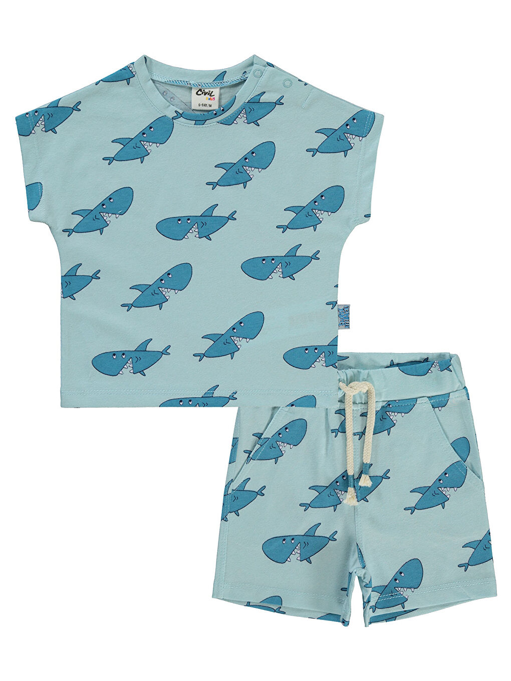 Baby Erkek Bebek Şortlu Takım 6-18 Ay Soft Mavi