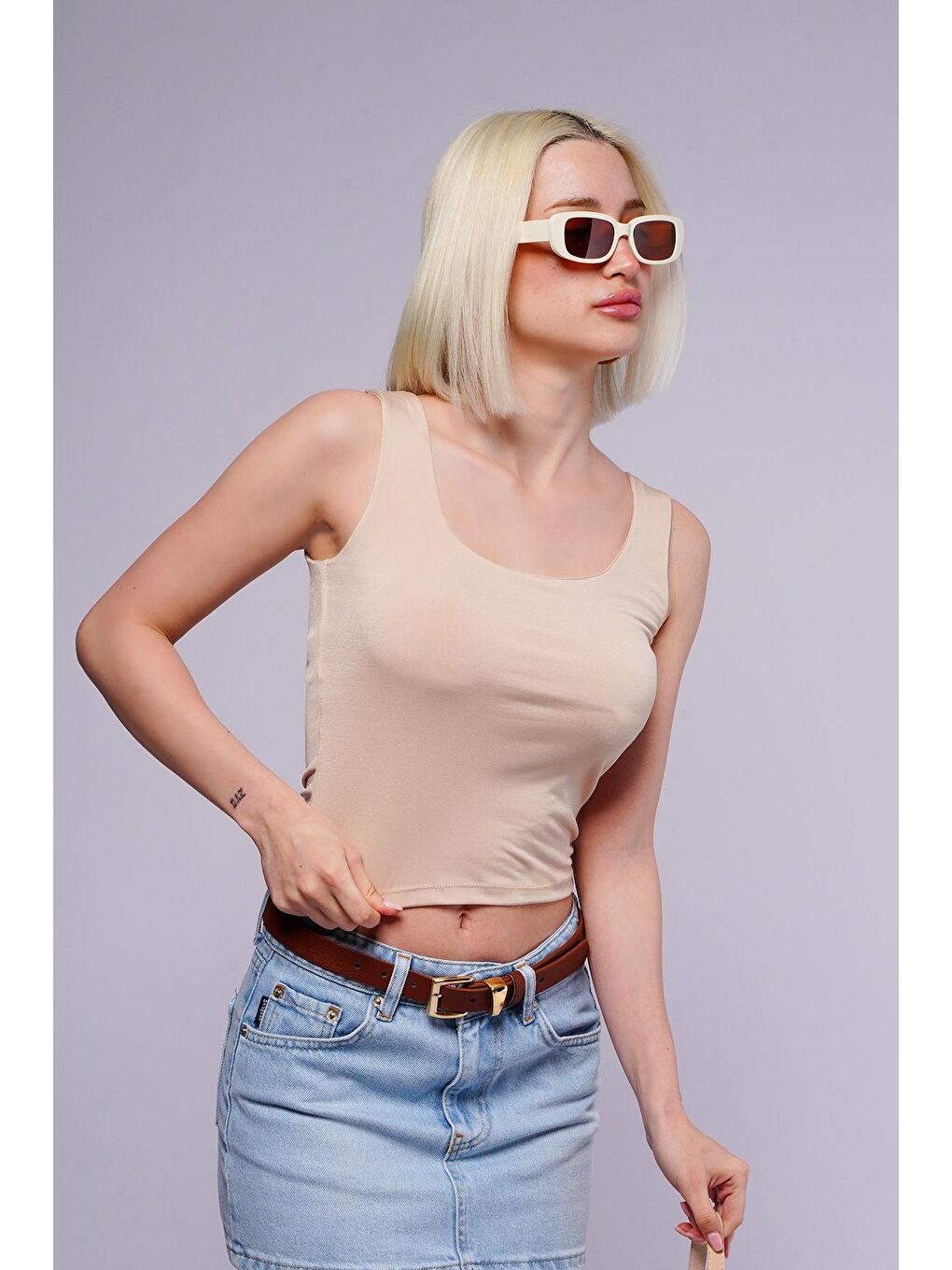 Bej Kalın Askılı Kadın Atlet