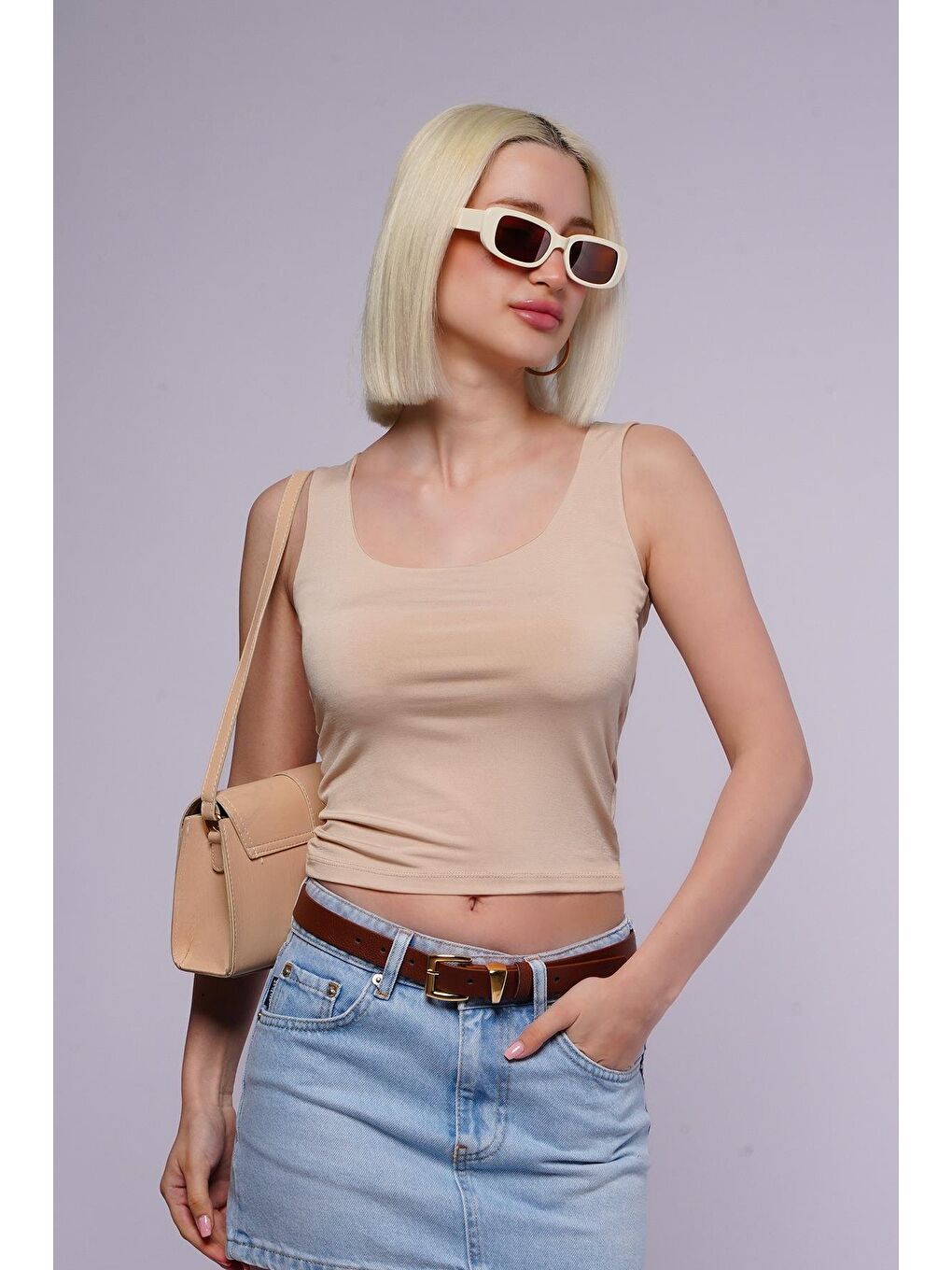 Bej Kalın Askılı Kadın Atlet-1