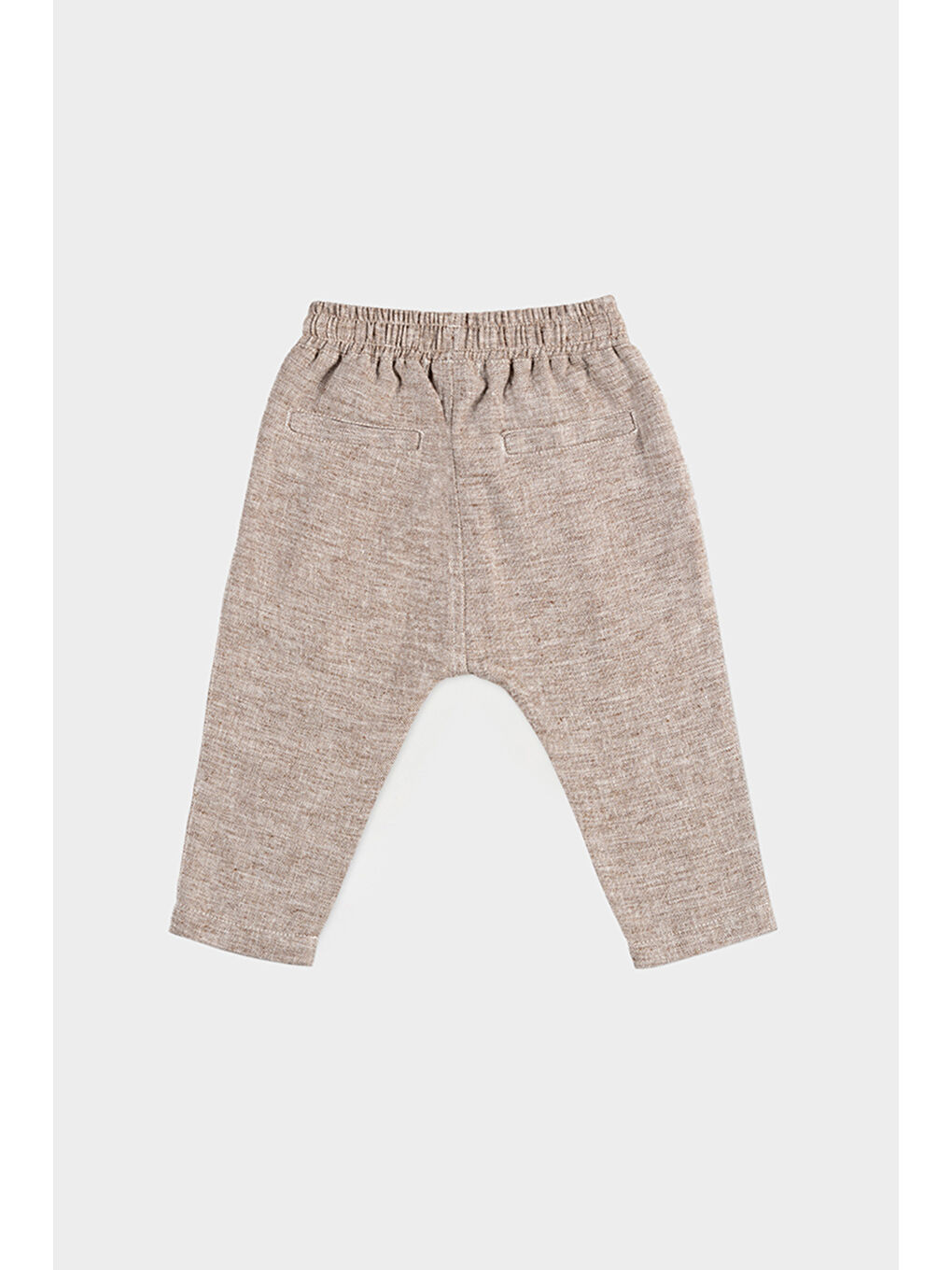 Erkek Bebek Beli Lastikli Bej Pantolon-1