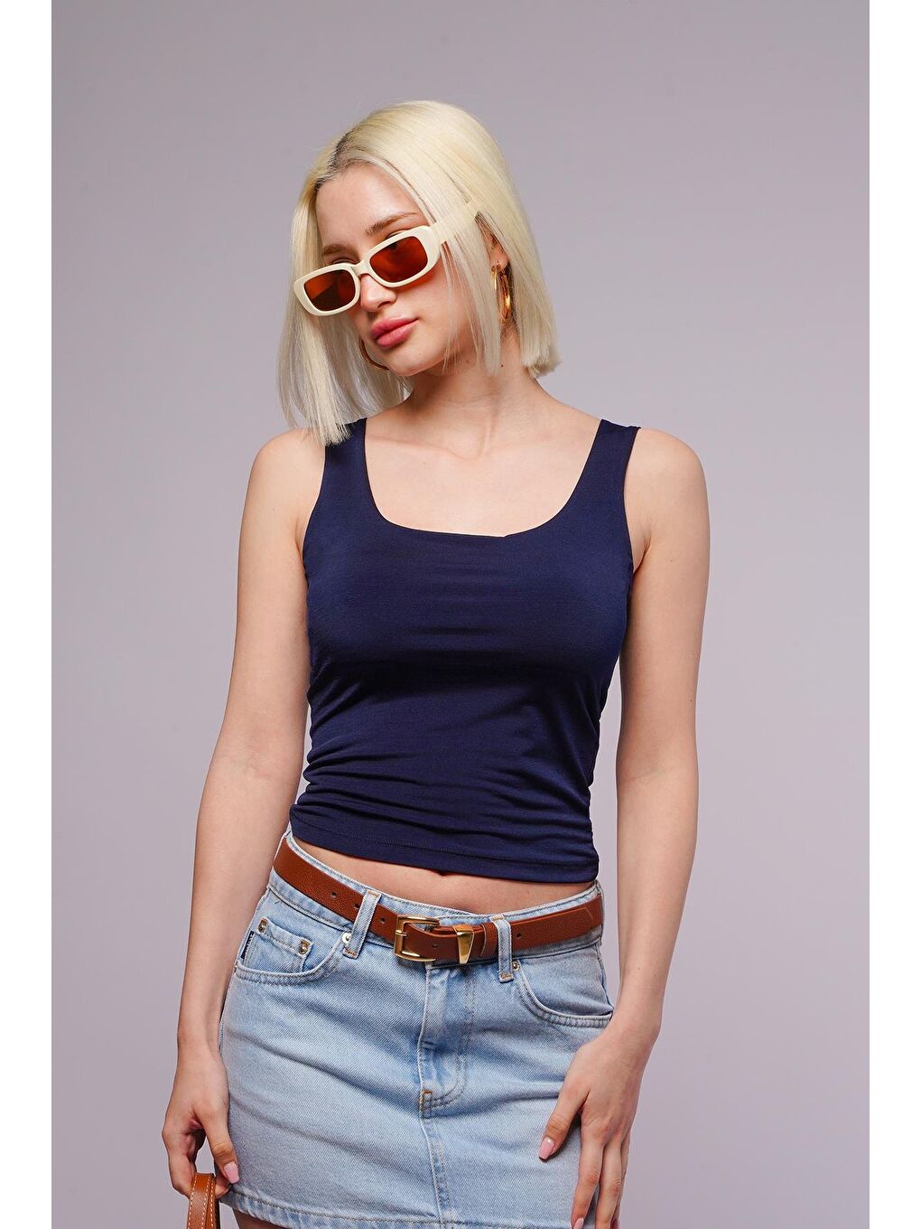 Lacivert Kalın Askılı Kadın Atlet-2