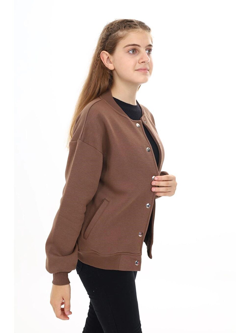 Kahverengi Baskılı Kız Çocuk Ceket 271-2