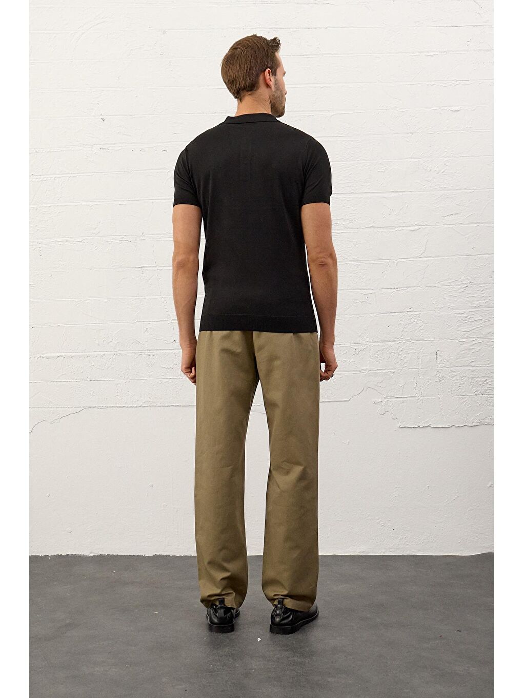 Erkek Slim-Fit Yazlık Triko Tişört Siyah-5