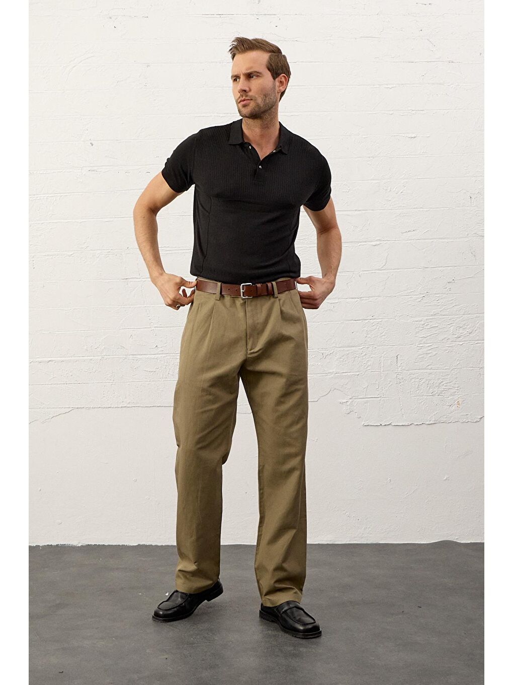 Erkek Slim-Fit Yazlık Triko Tişört Siyah-6