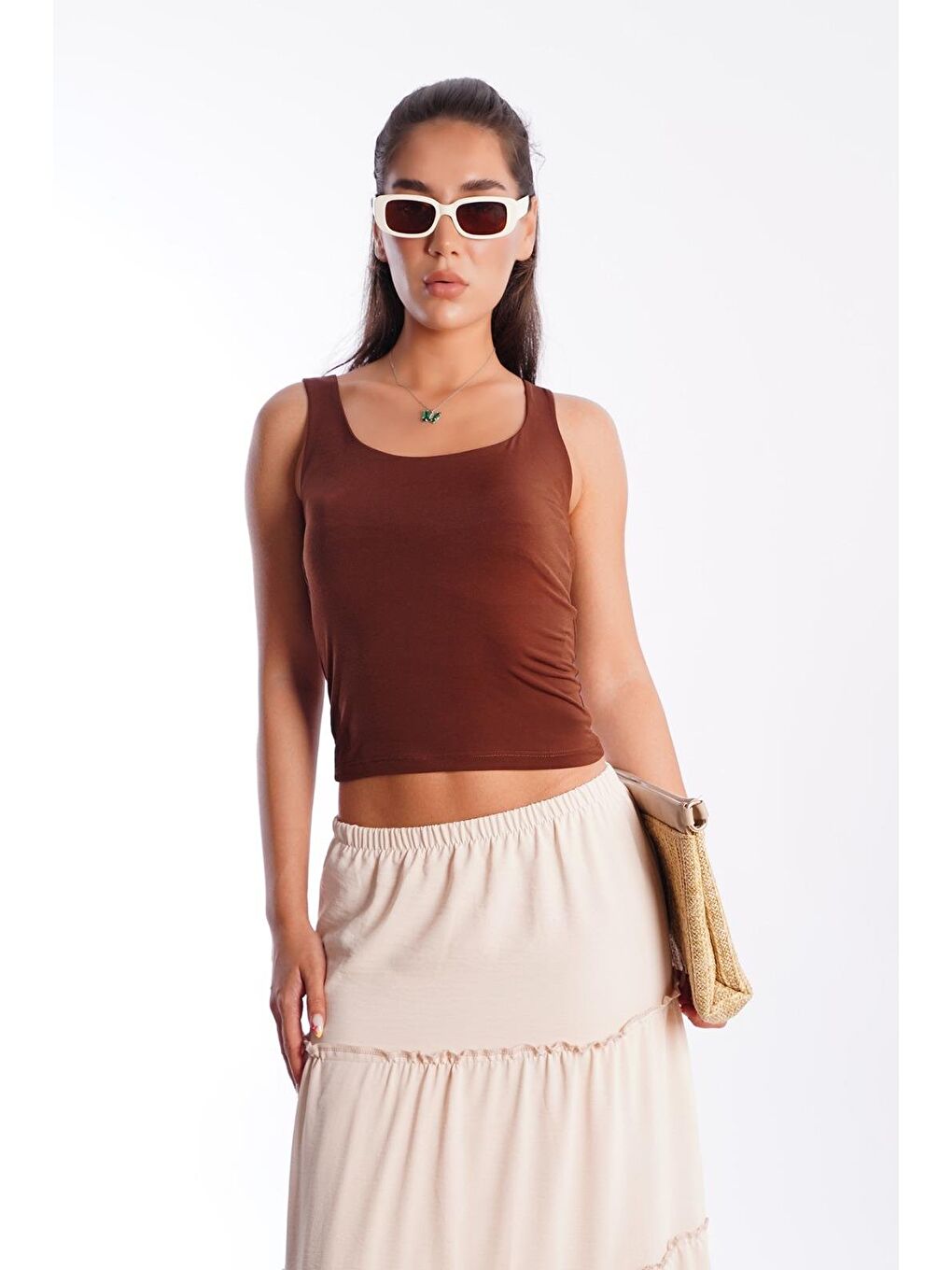 Kahverengi Kalın Askılı Kadın Atlet