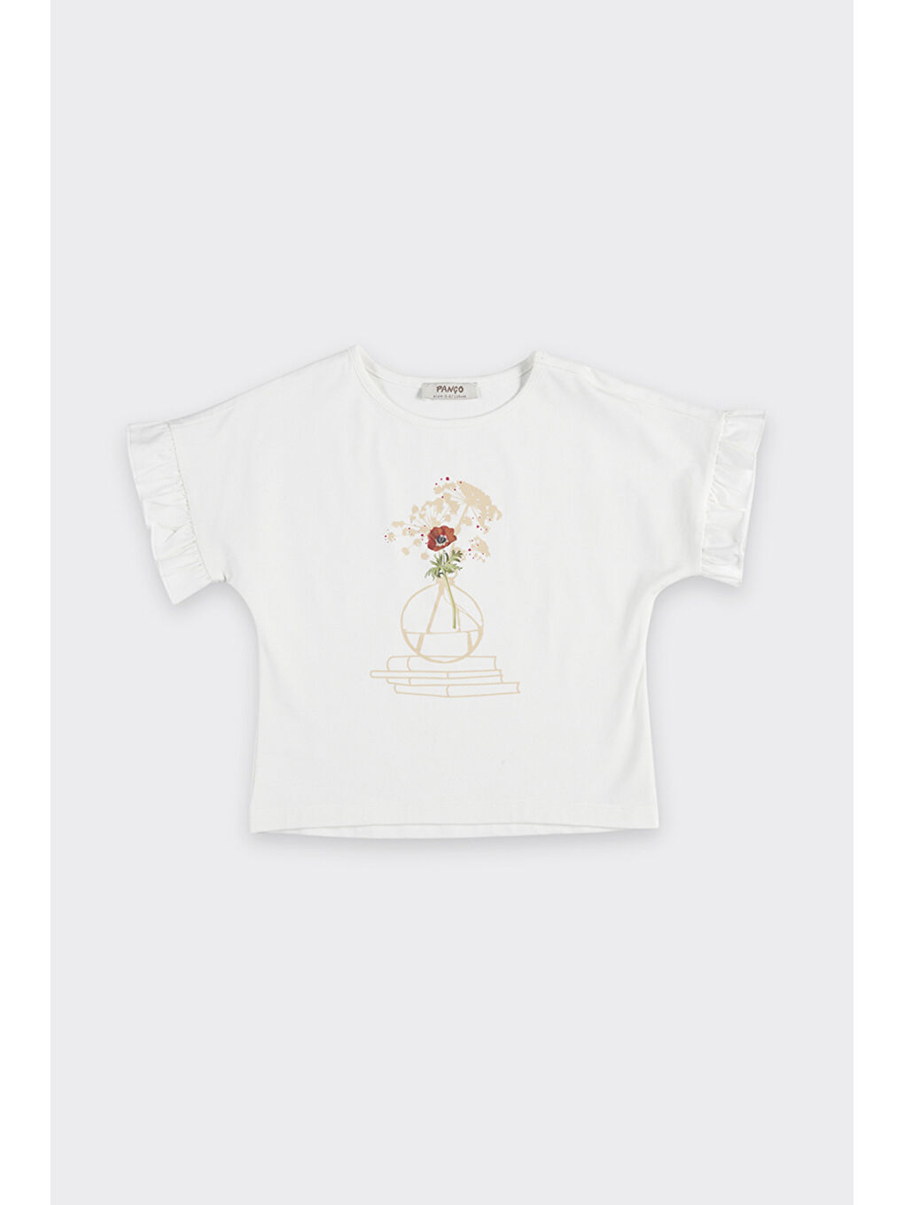 Kız Çocuk Baskı Detaylı Ekru Tişört-3
