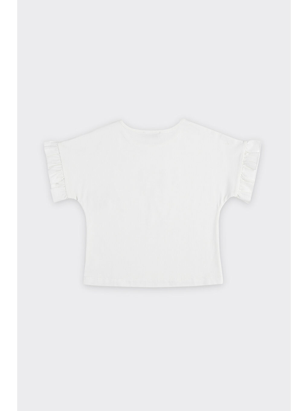 Kız Çocuk Baskı Detaylı Ekru Tişört-4