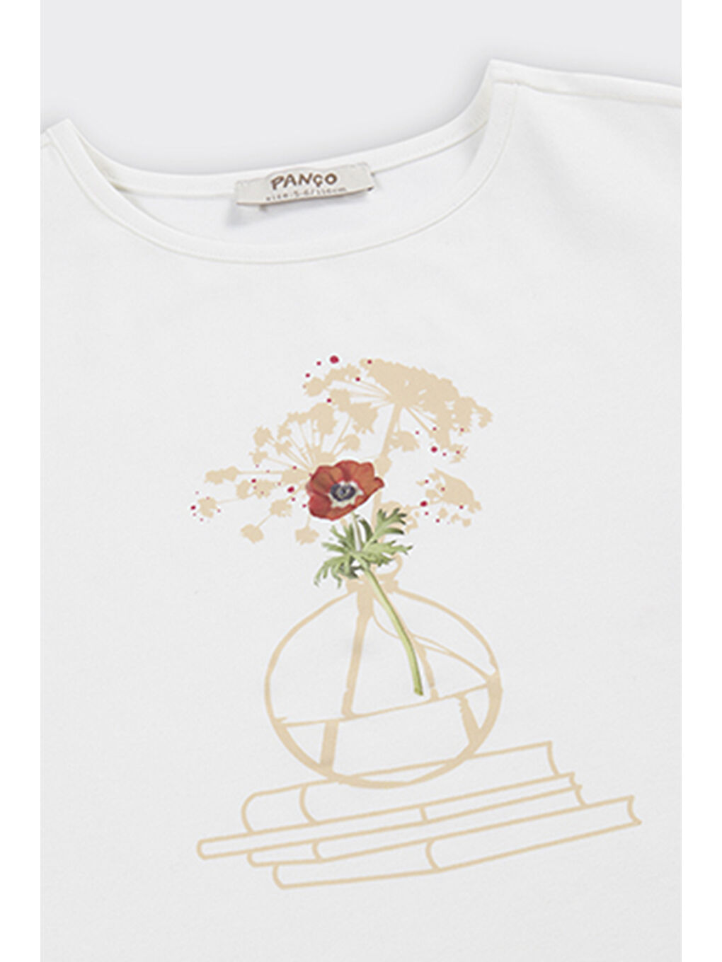 Kız Çocuk Baskı Detaylı Ekru Tişört-5