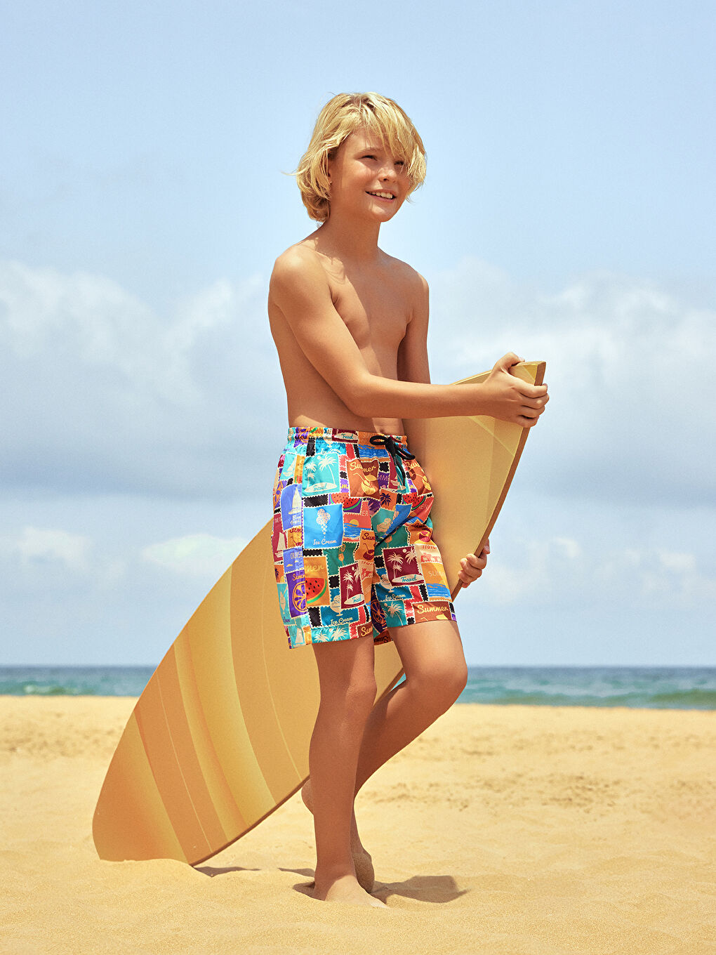 Boys Erkek Çocuk Deniz Şort 10-13 Yaş Turuncu-2