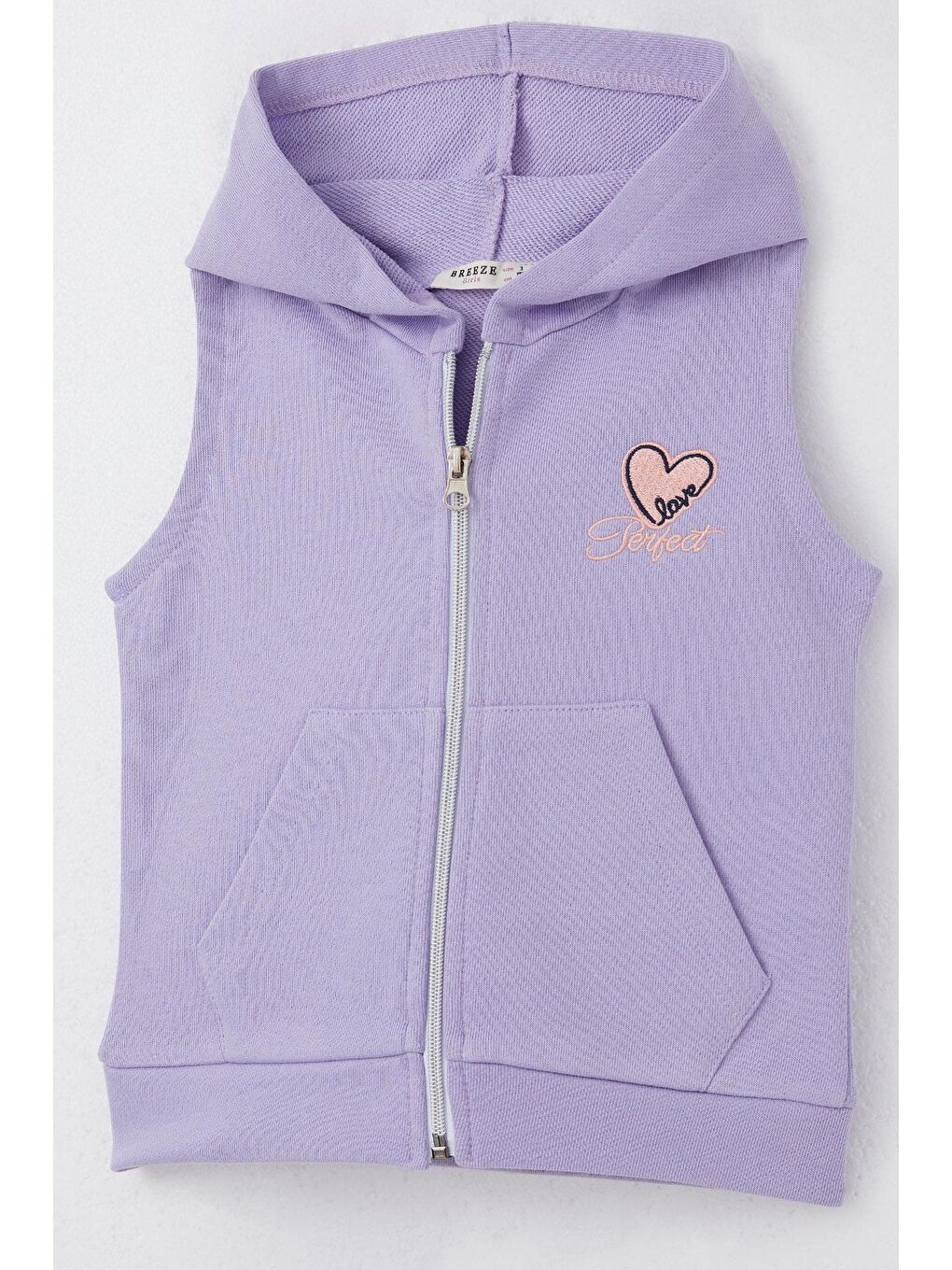 Kız Çocuk Yelek Kalp & Yazı Nakışlı Fermuarlı Lila (3-8 Yaş)-8