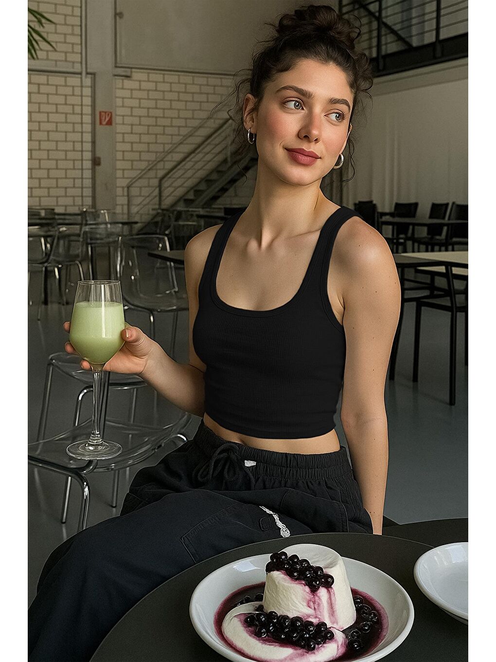 Siyah Fitilli Görünümlü Askılı Basic Atlet Mg2057-3