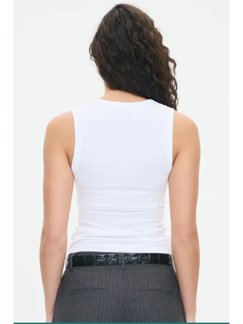 Beyaz V Yaka Biyeli Kadın Atlet Mg2292-8