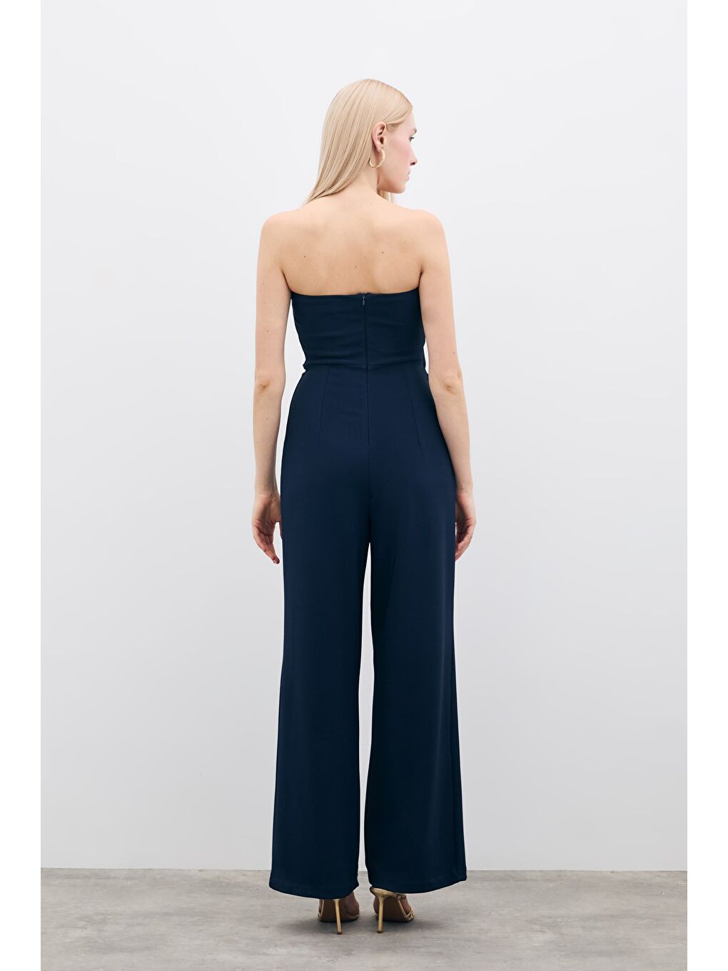 Aksesuarlı Straplez Tulum - Lacivert-7