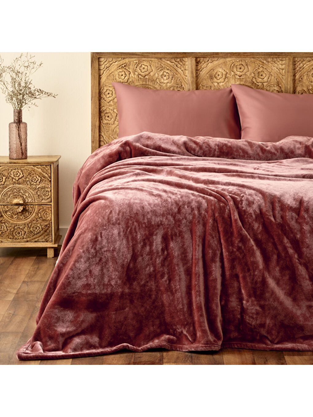 Pembe Shelly Wellsoft Çift Kişilik Battaniye Rose (200x220 cm)