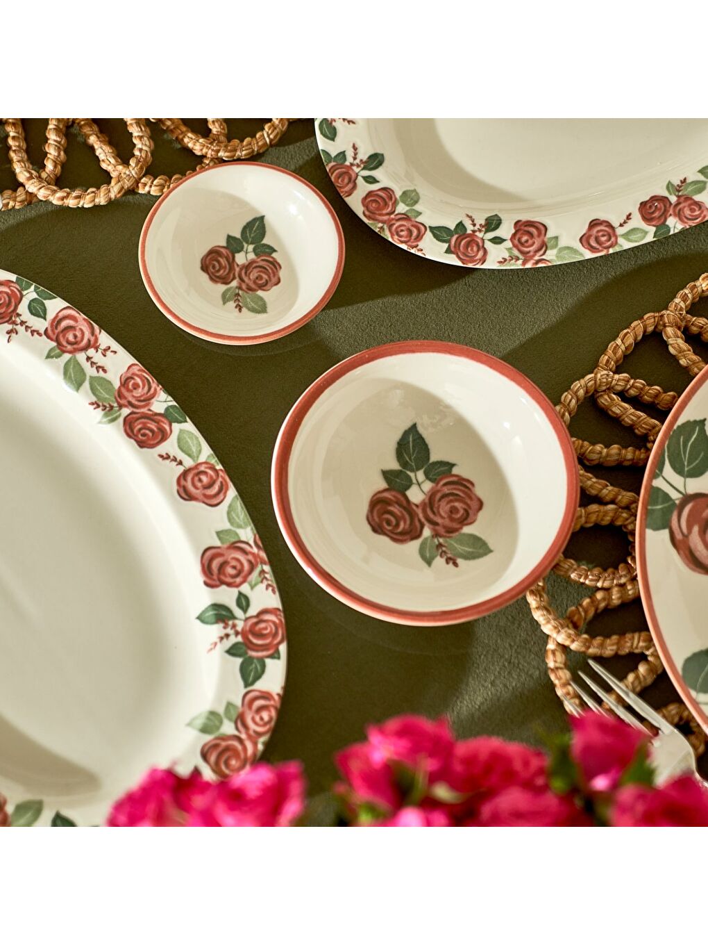 Karışık Rose Porselen 26 Parça 6 Kişilik Kahvaltı Takımı-5