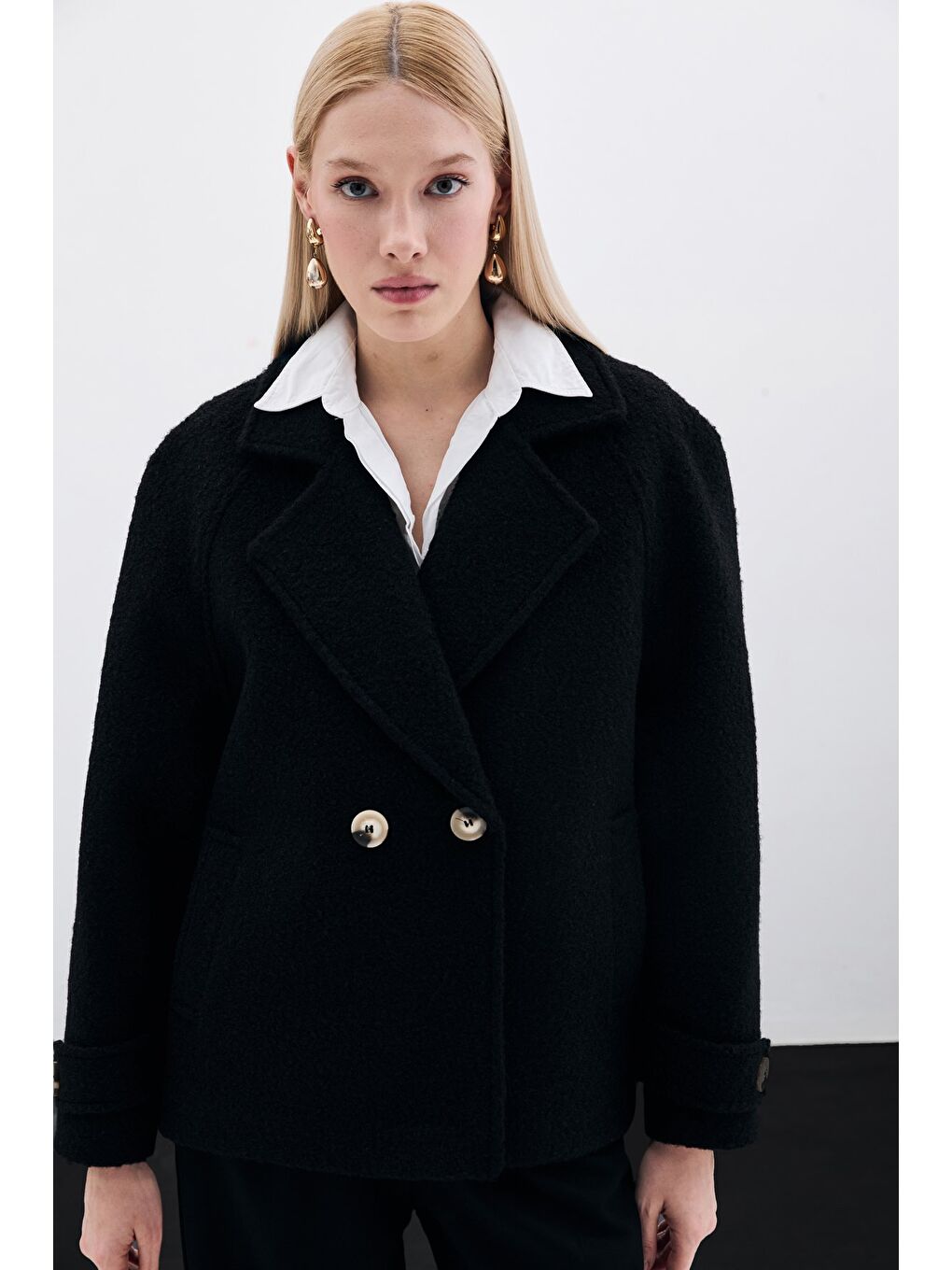 Buklet Kısa Kaban - Siyah-4