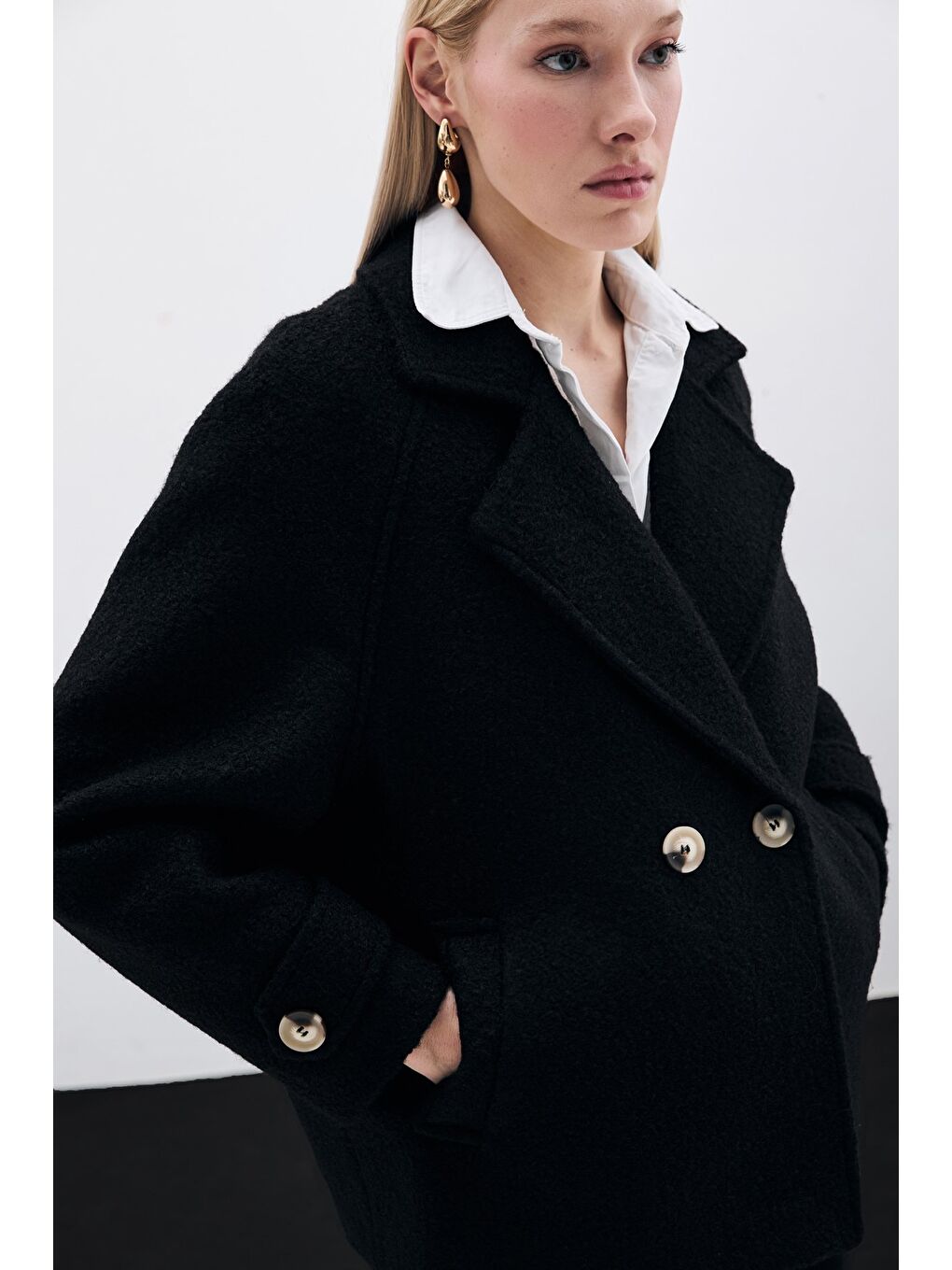 Buklet Kısa Kaban - Siyah-5