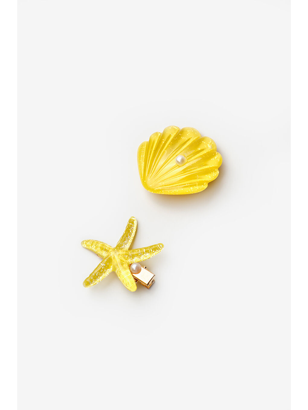 Pembe Deniz Kabuğu Yıldız Kız Çocuk İkili Toka Set-1