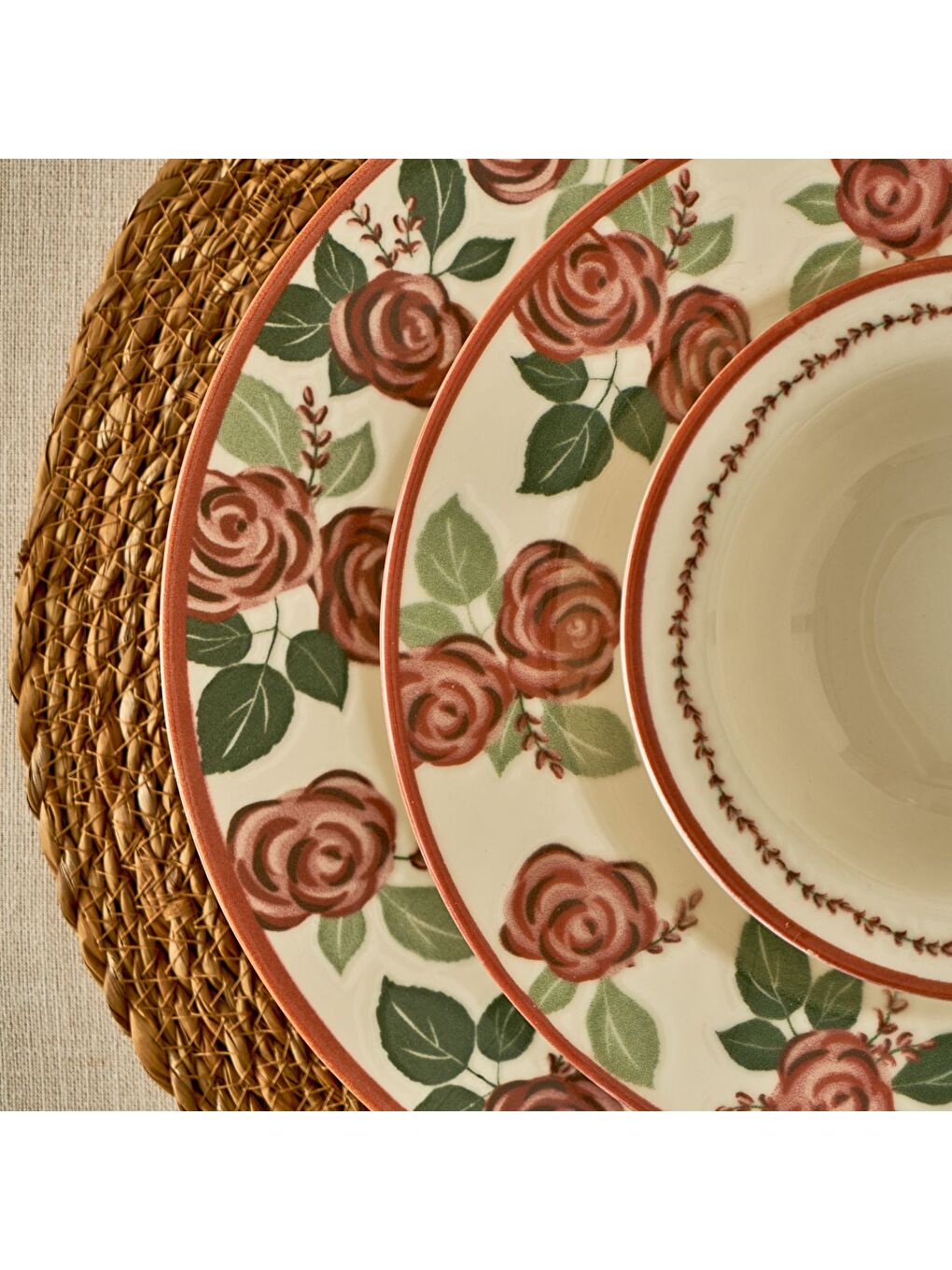 Karışık Rose Porselen 24 Parça 6 Kişilik Yemek Takımı-5