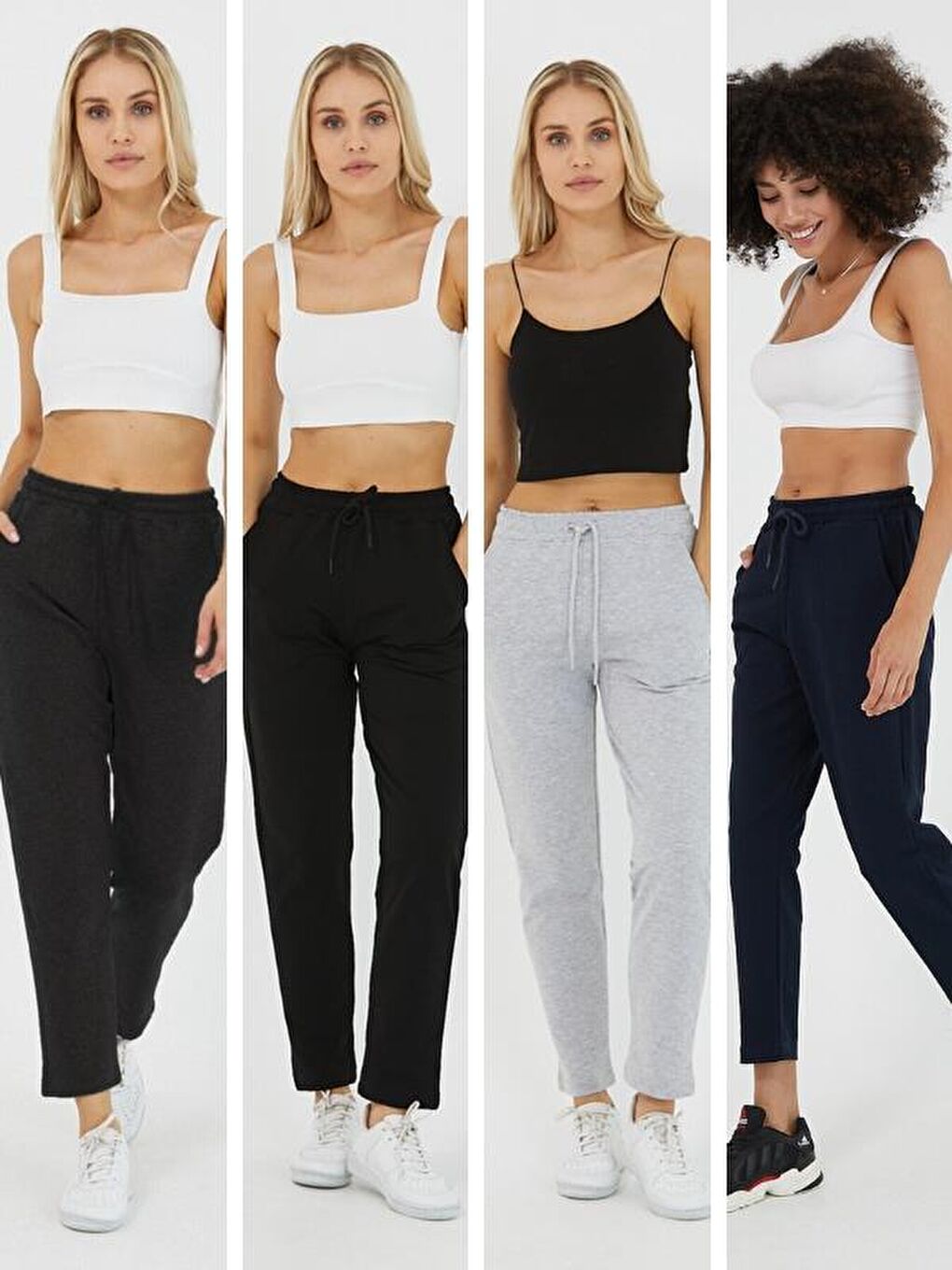 4'lü Kadın Lacivert Klasik Cepli Eşofman Altı