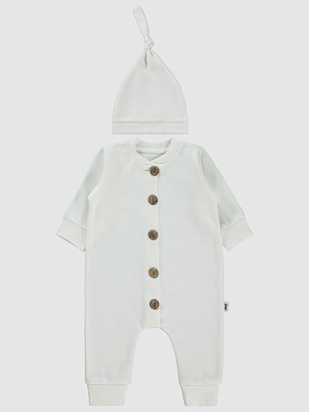 Baby Bebek Şapkalı Patiksiz Tulum 1-6 Ay Ekru