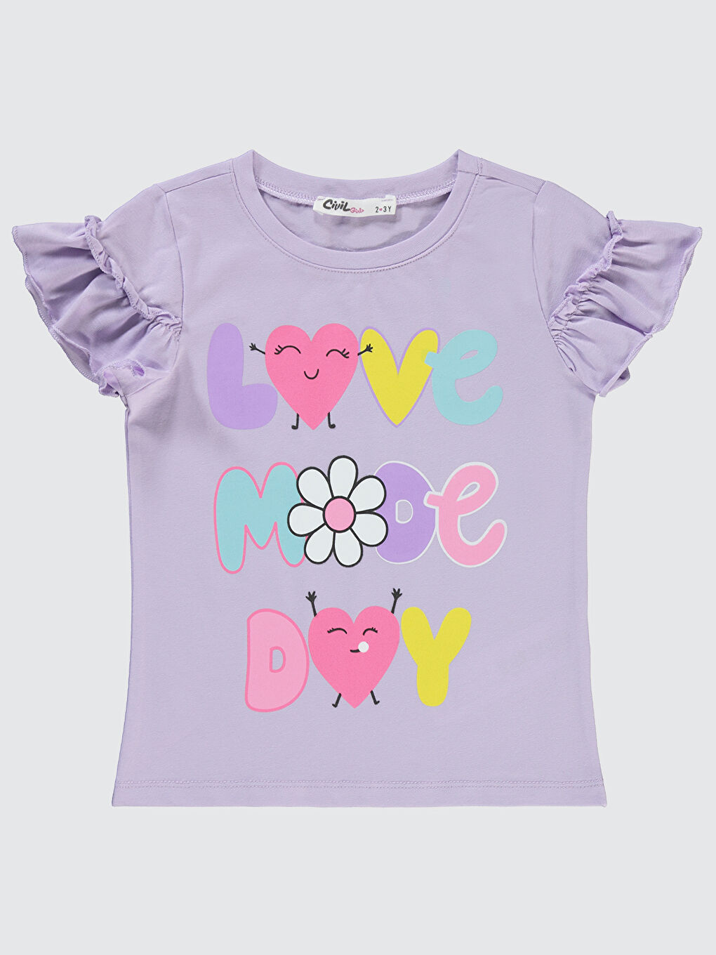 Mor Girls Kız Çocuk Tişört 2-5 Yaş Nazik Lavanta