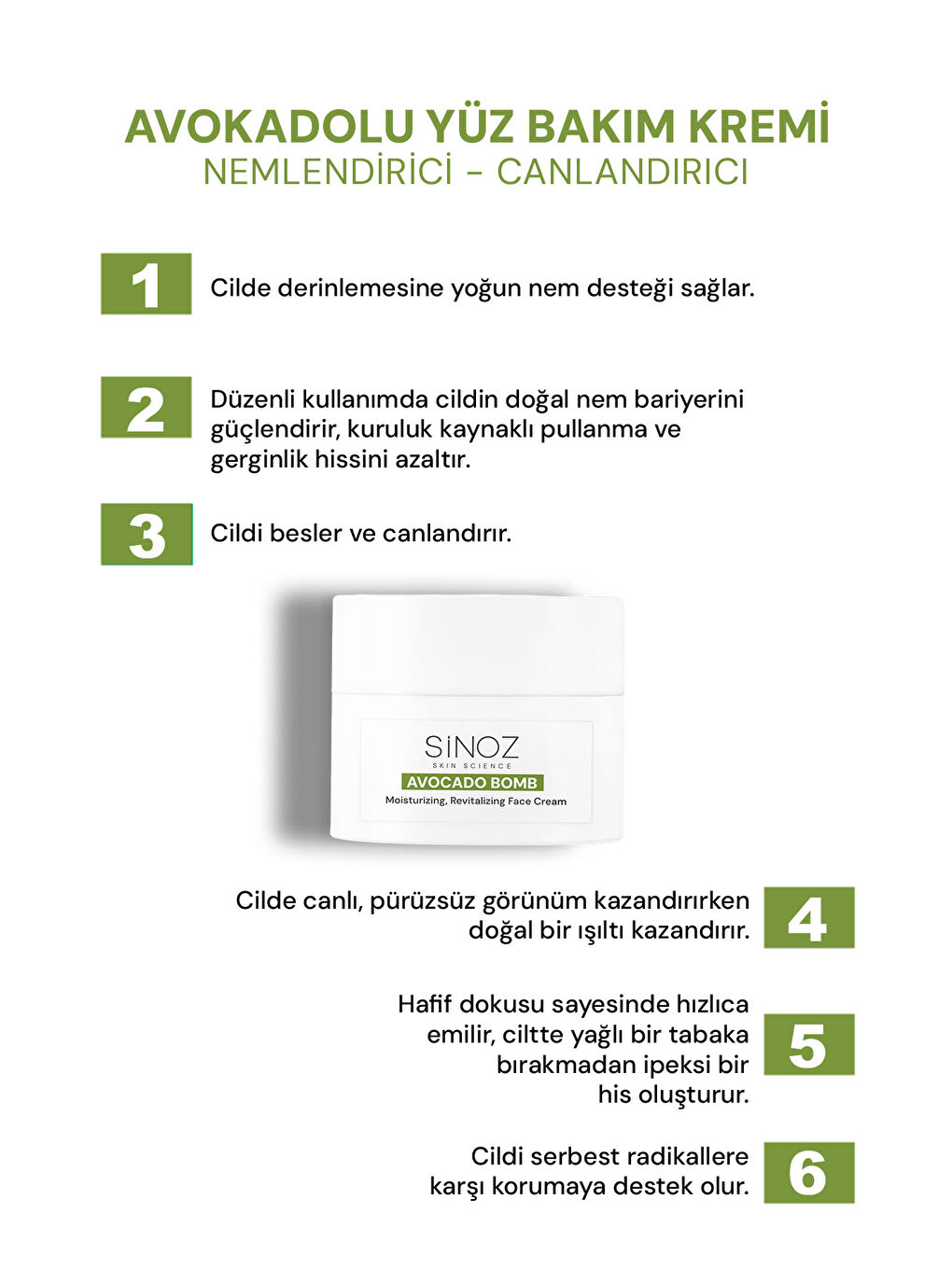 Avokado Bomb Canlandırıcı Nemlendirici Yüz Bakım Kremi 50 Ml-1