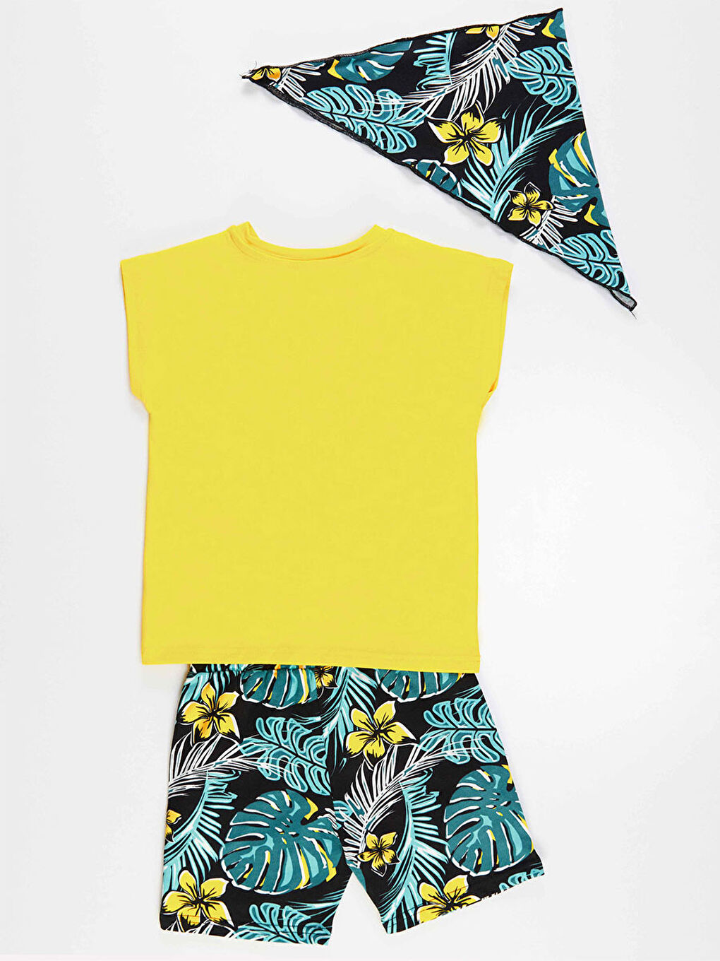 Karışık Hawaii Erkek Çocuk Tişört Şort Bandana Takım-3