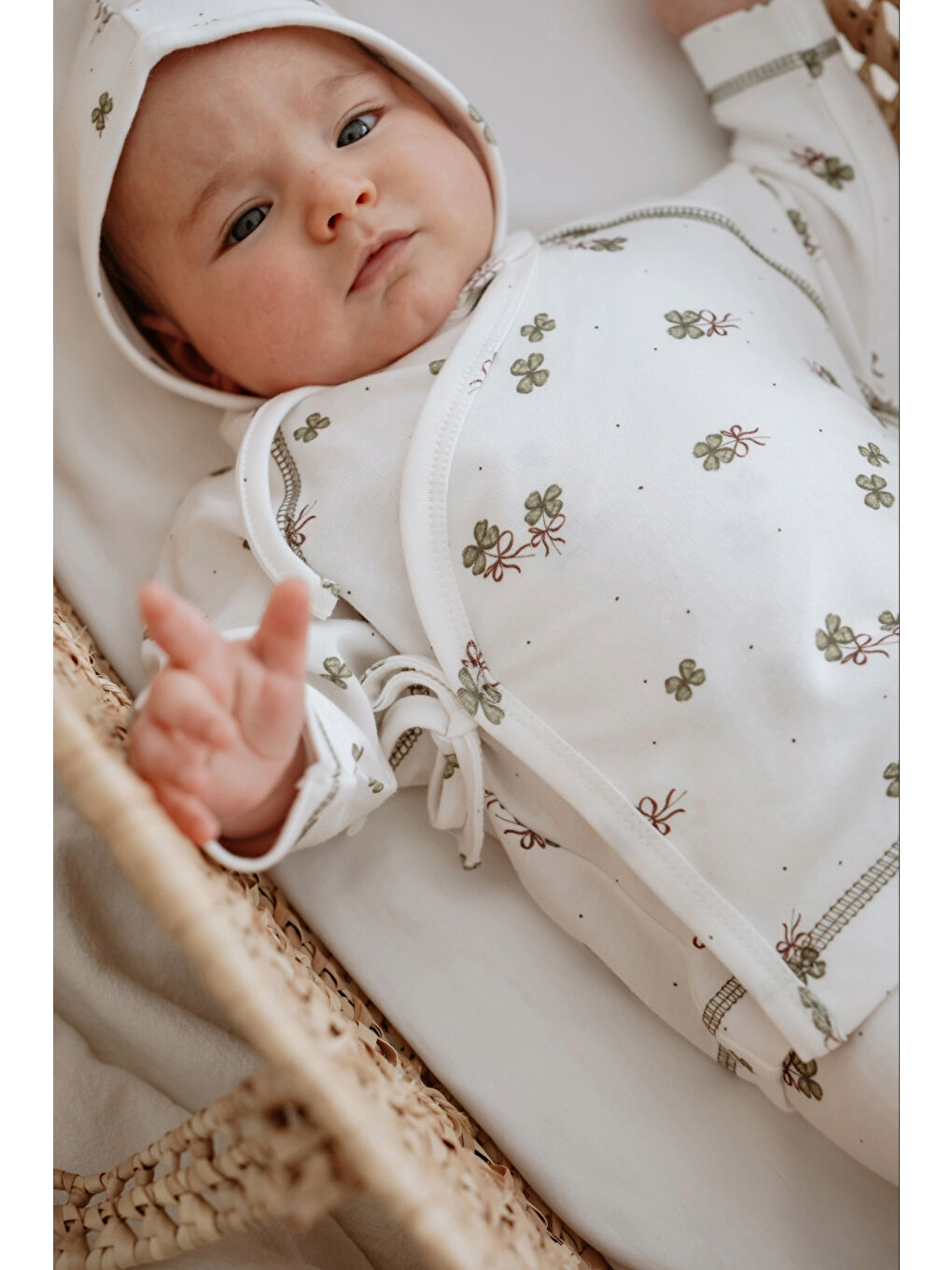 Ekru Yonca Baskılı Pure Hug Serisi Kruvaze 3'lü Takım-4