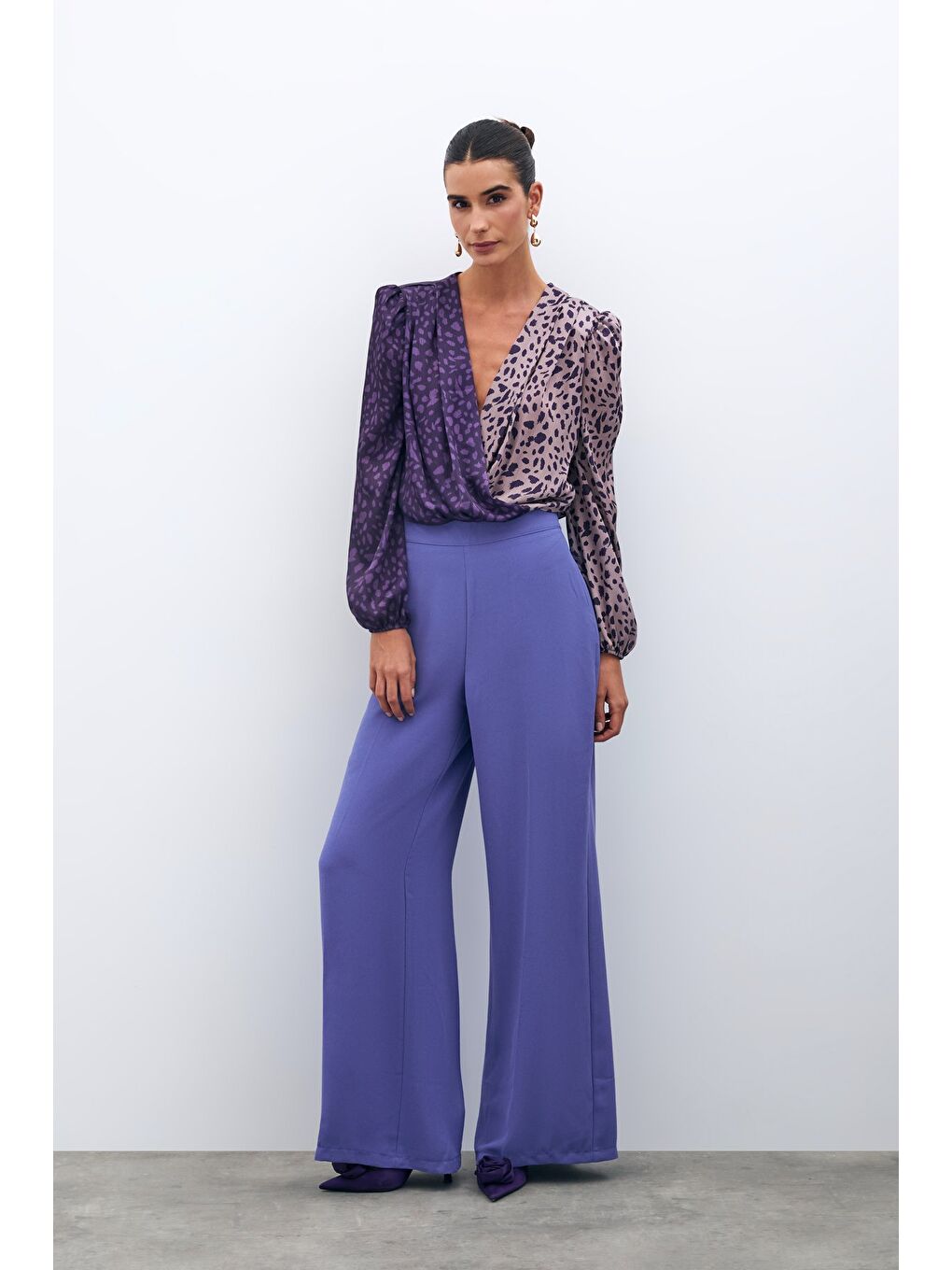 Salaş Krep Pantolon - Mor