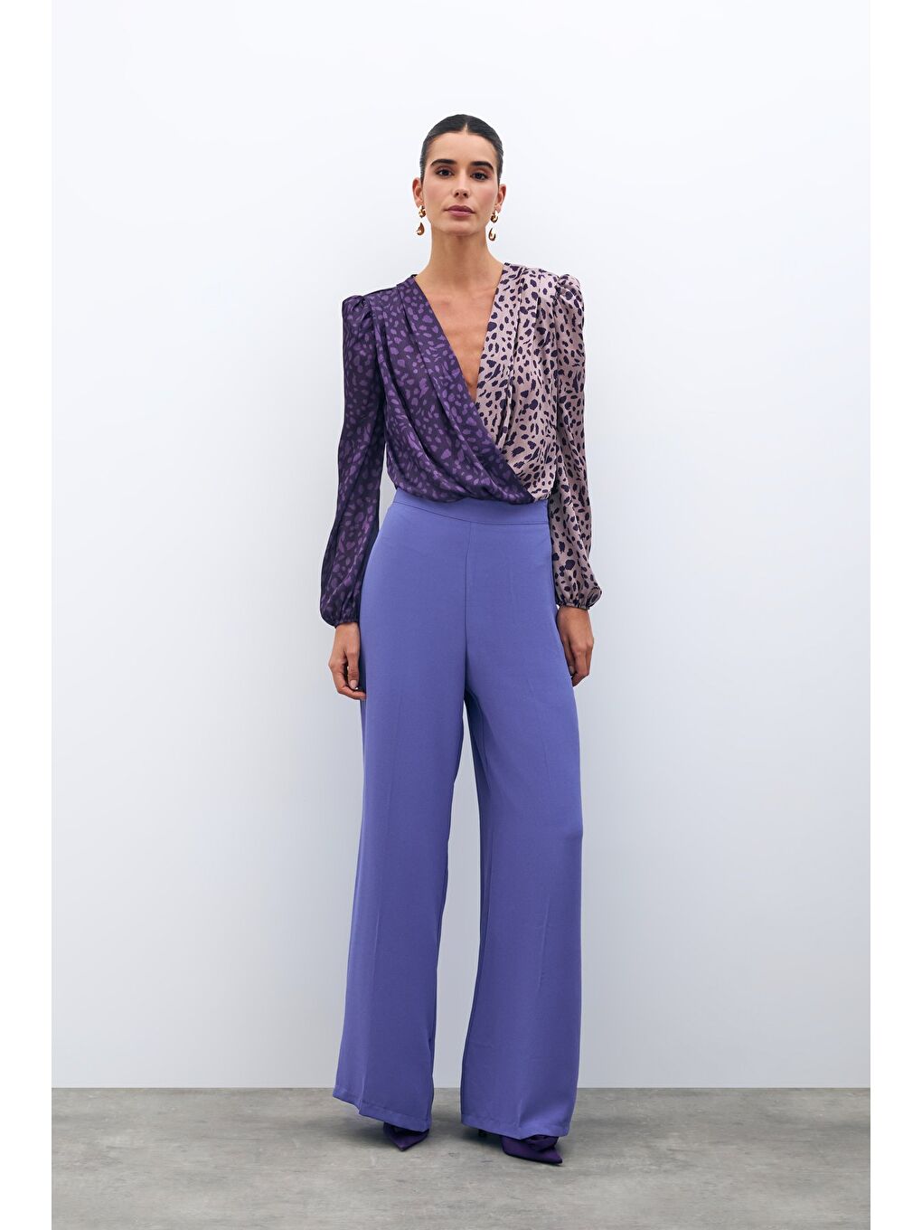 Salaş Krep Pantolon - Mor-1