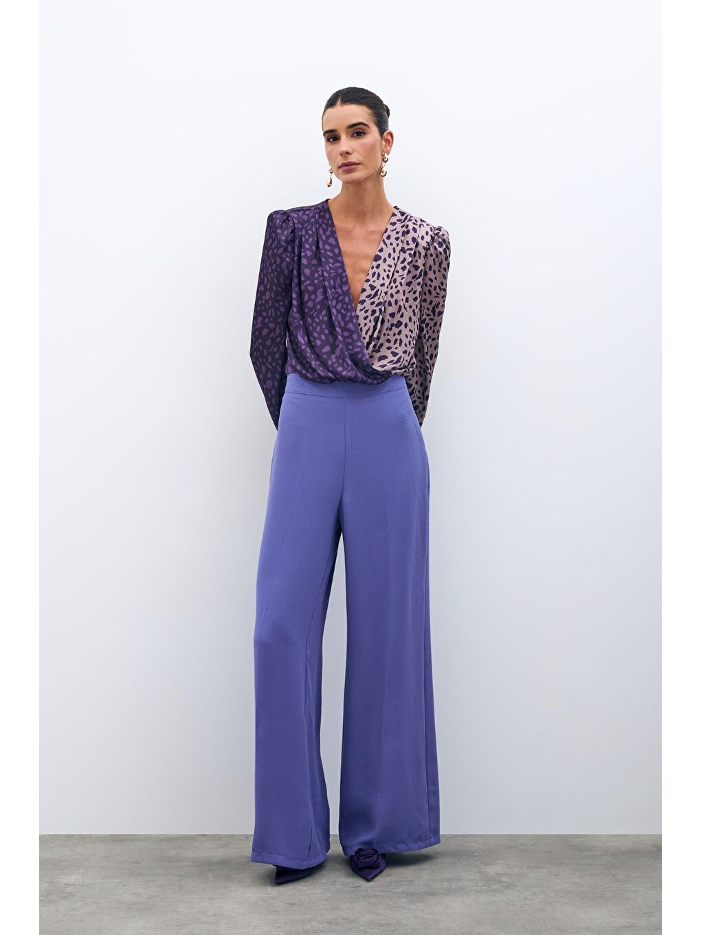 Salaş Krep Pantolon - Mor-2