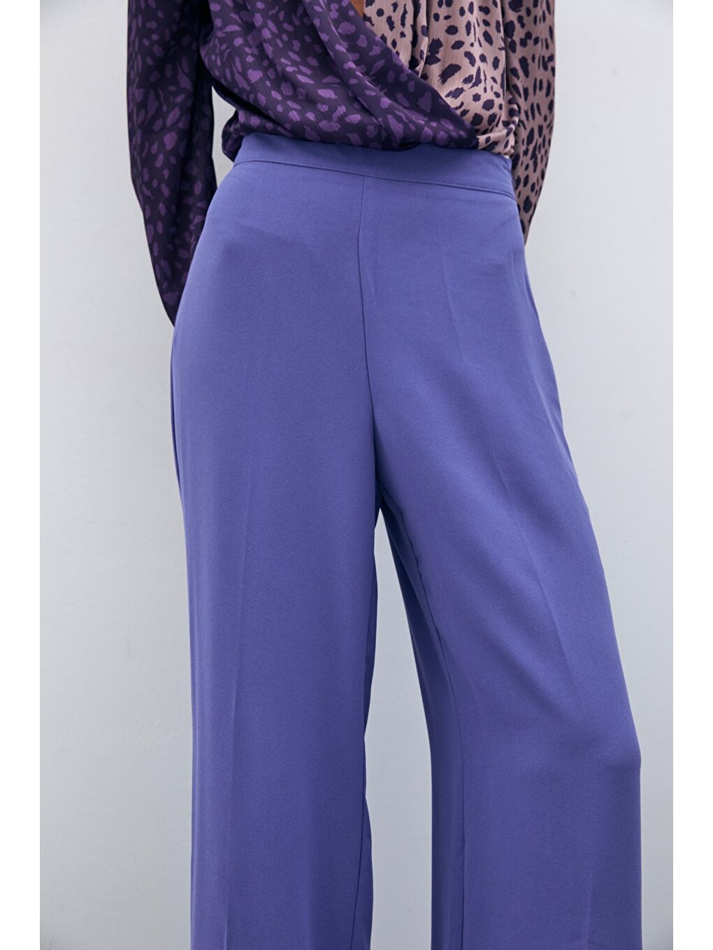 Salaş Krep Pantolon - Mor-6