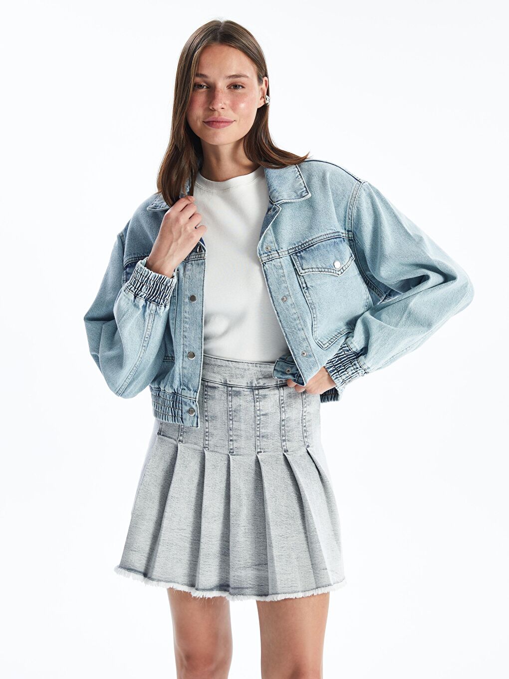 KOOR Antrasit Kadın Gri Denim Etek Bg11 - 1