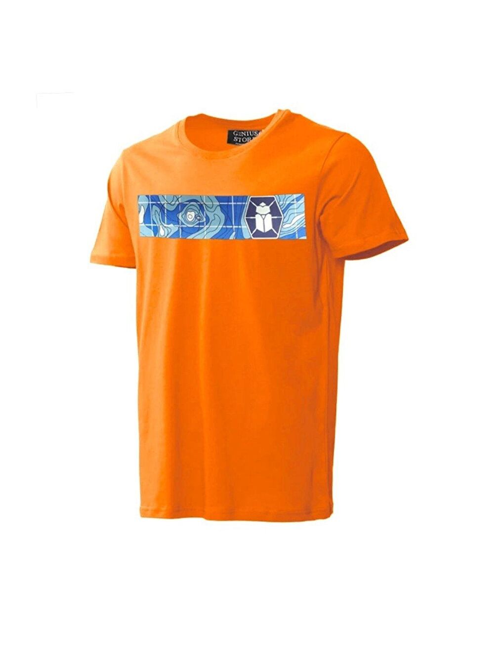 GENIUS STORE Turuncu Unisex Baskılı Tişört Outdoor Normal Kalıp Spor Tshirt