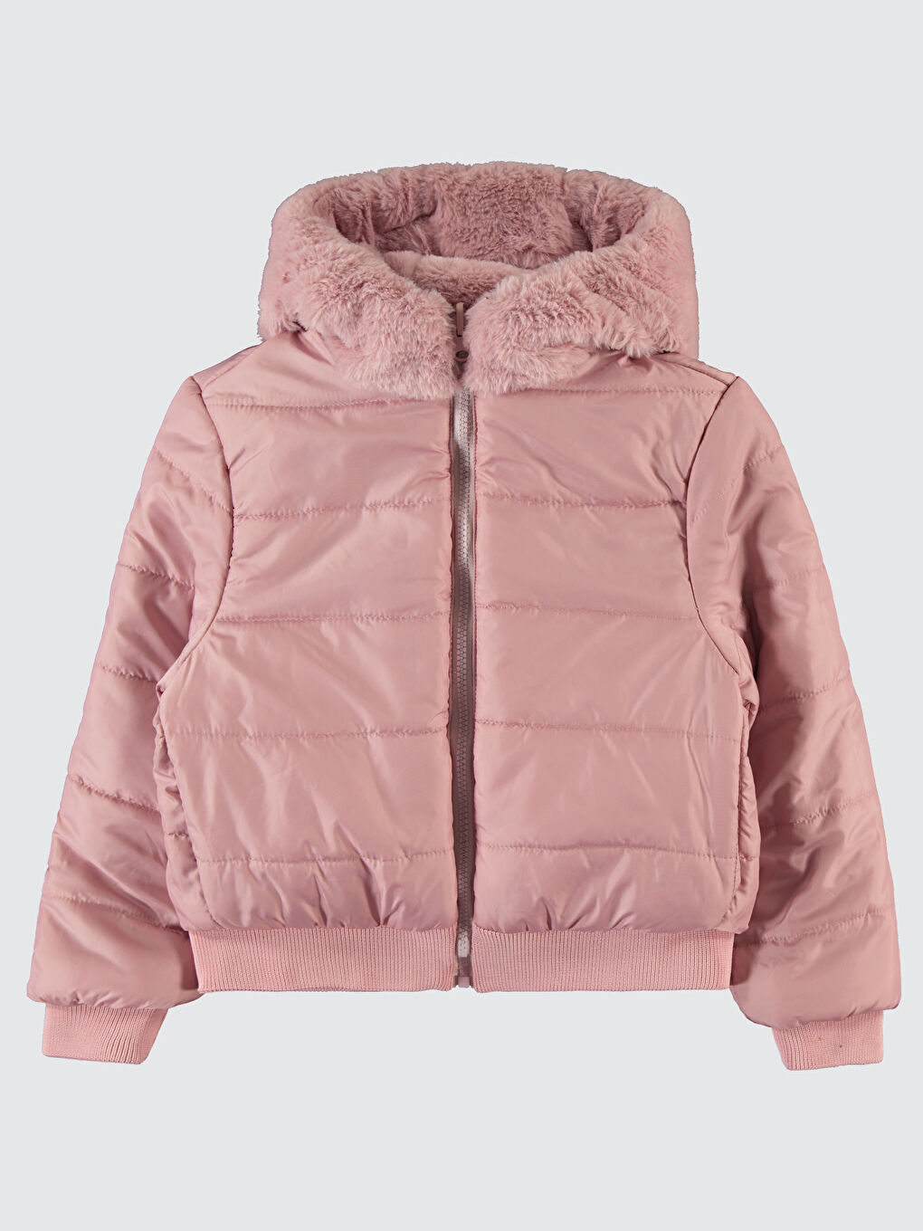 Pembe Kız Çocuk Kapüşonlu Mont 6 9 Yaş Pudra