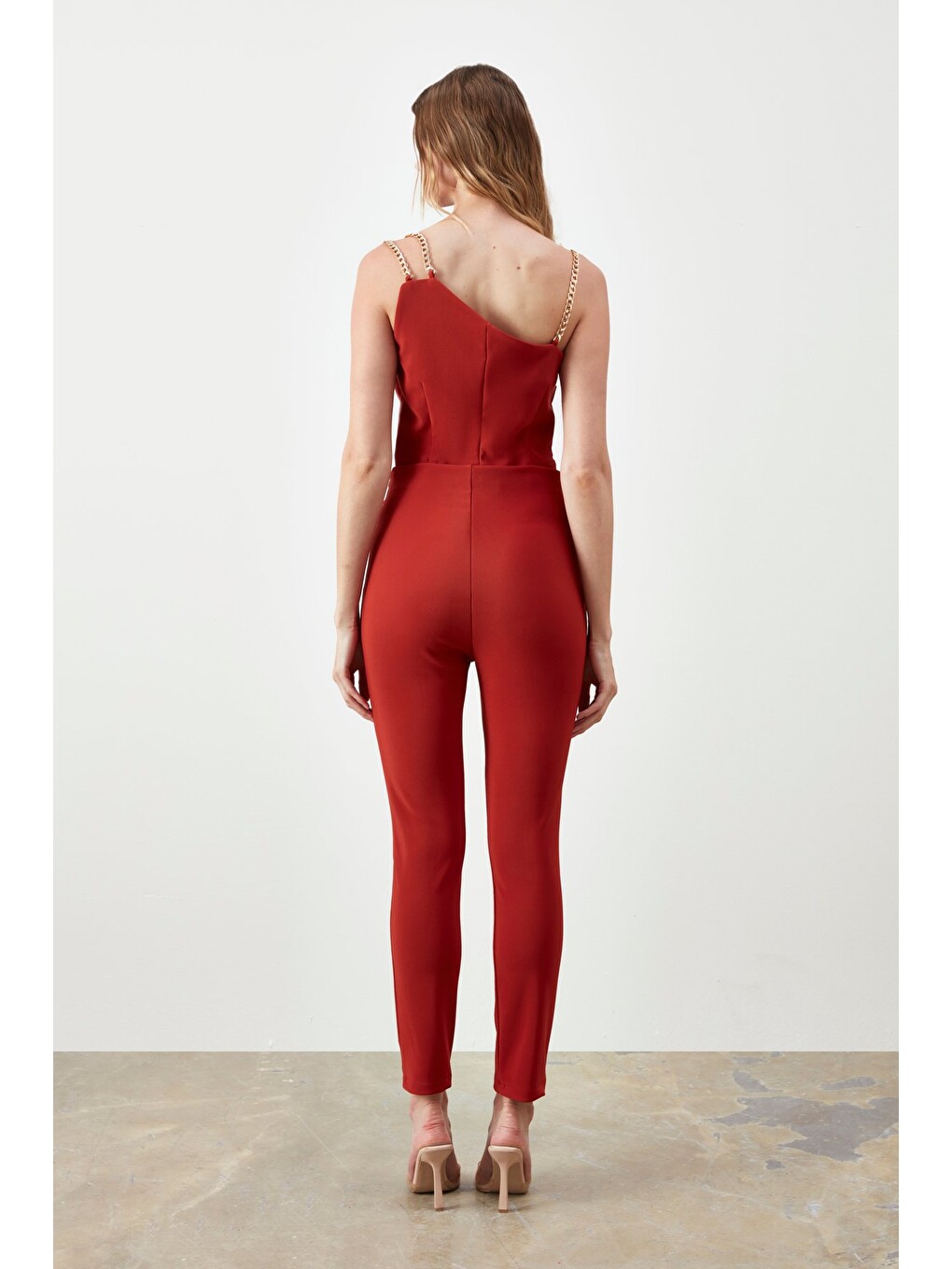 Kahverengi Düğme Detaylı Pantolon - Kiremit-5