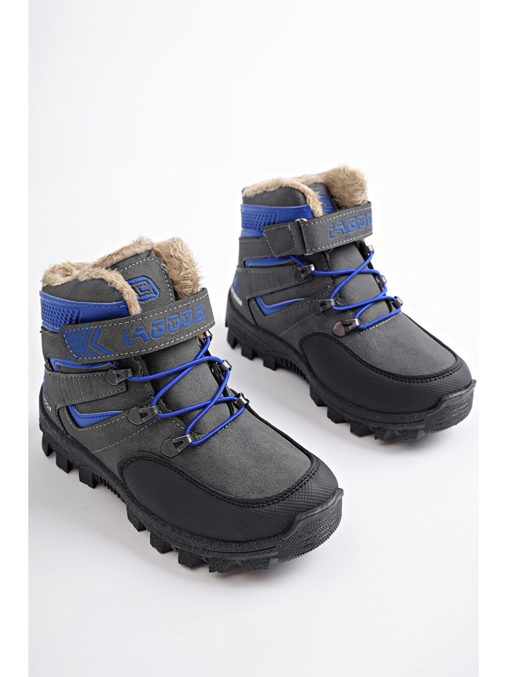 Gri DUCK Soğuğa Dayanıklı Kürklü Cırtlı Ve Lastikli Çocuk Bot-3