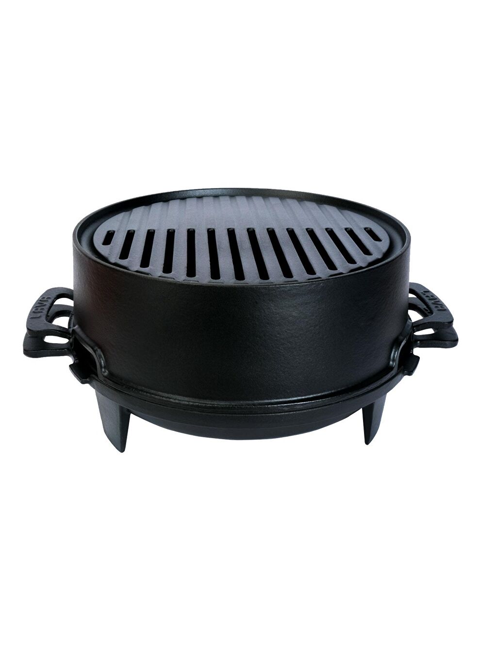 Siyah Yuvarlak Mangal Izgara Set Döküm Demir Yekpare Çift Kulplu Çap (Ø)36cm.