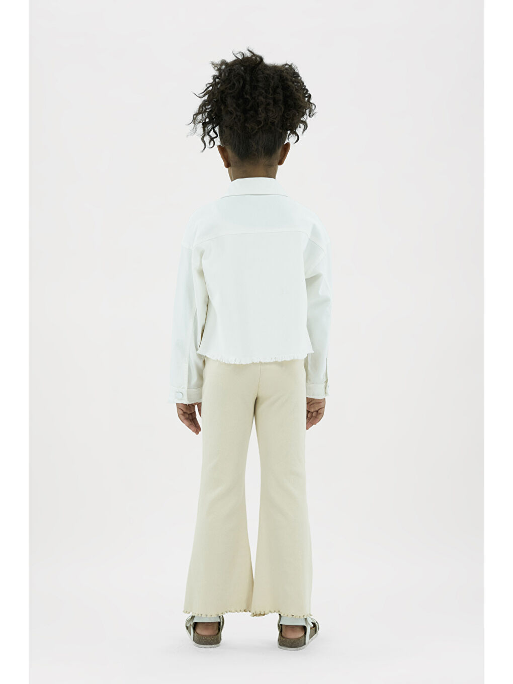 Kız Çocuk Papatya Düğmeli Ekru Gömlek-1